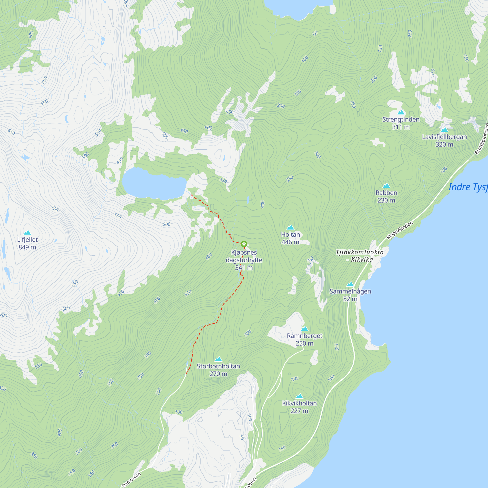 Kjøpsnes dagsturhytte map