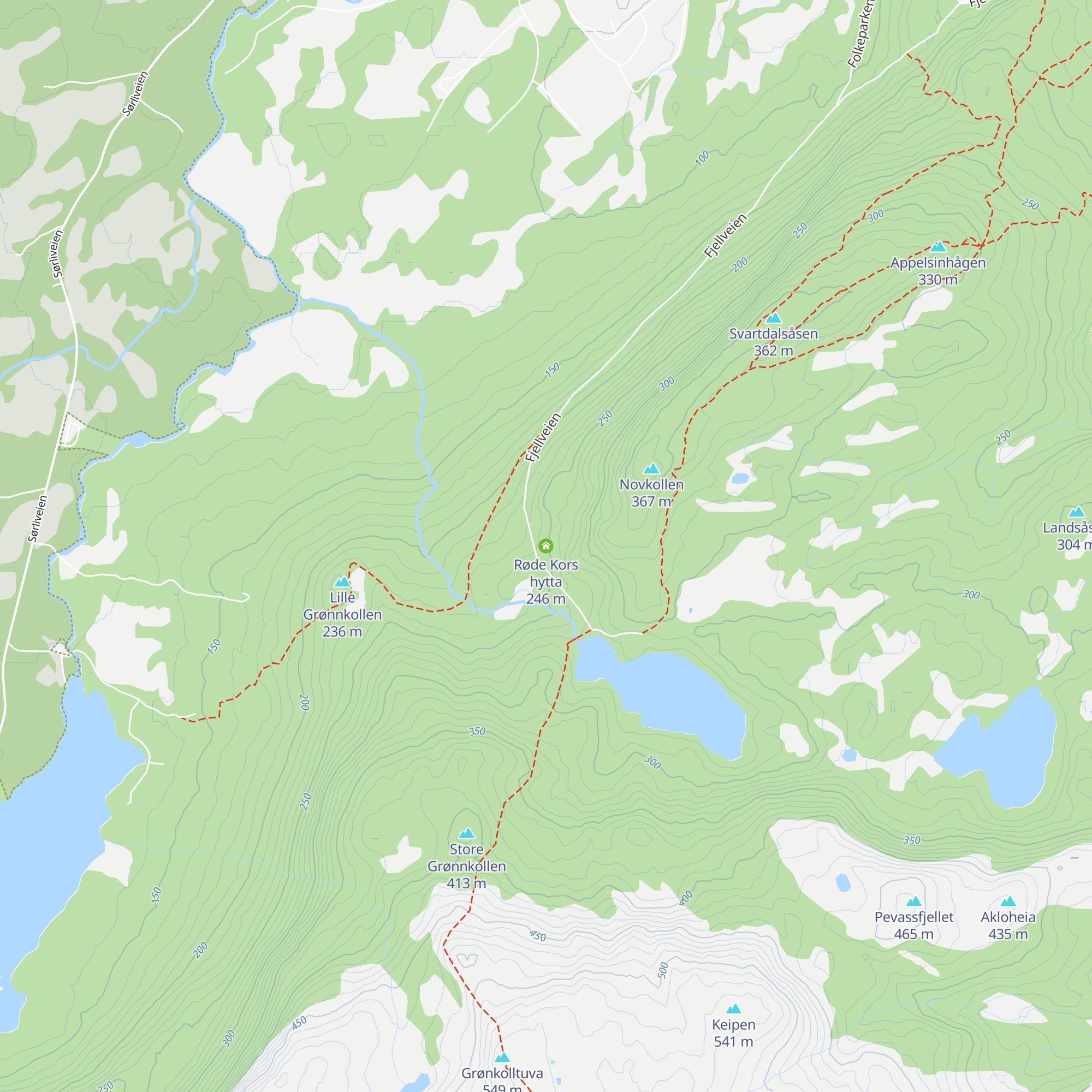 Røde Kors hytta map