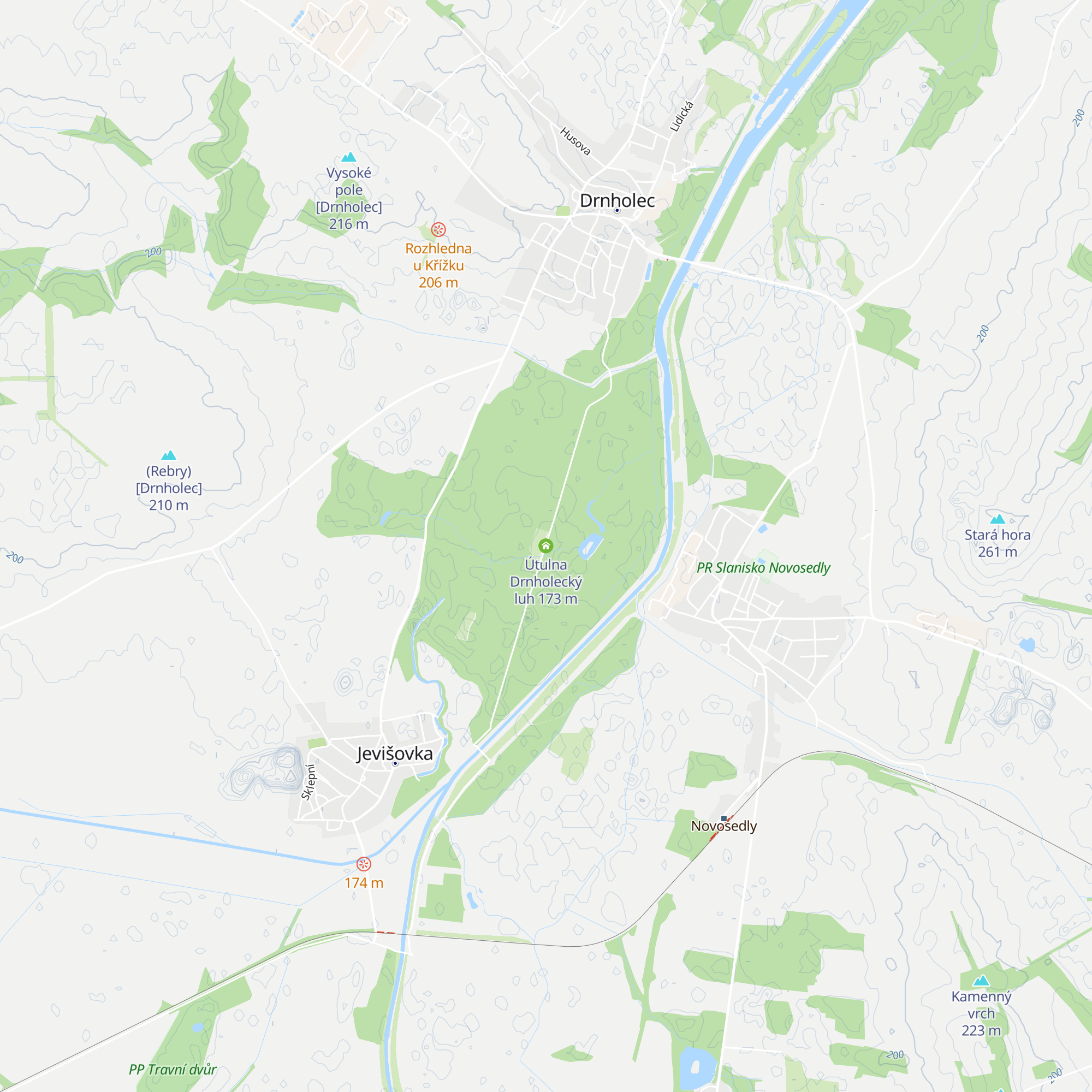 Útulna Drnholecký luh map