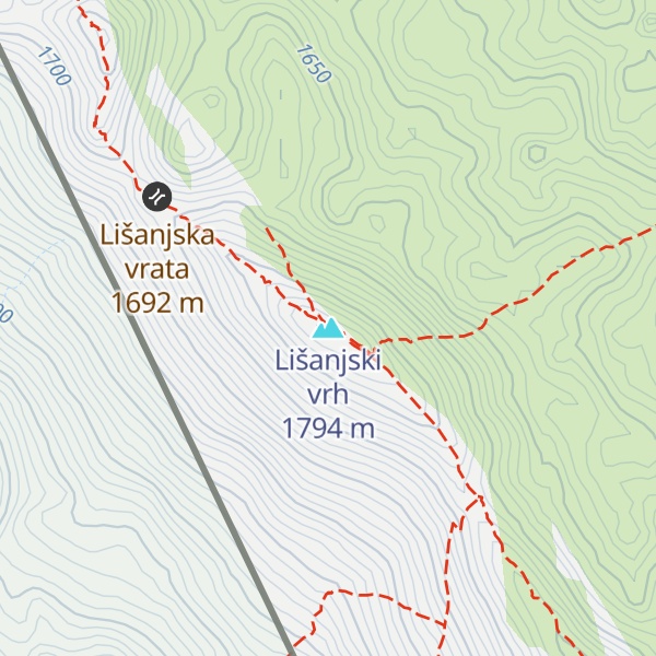 Map of Lišanjski vrh