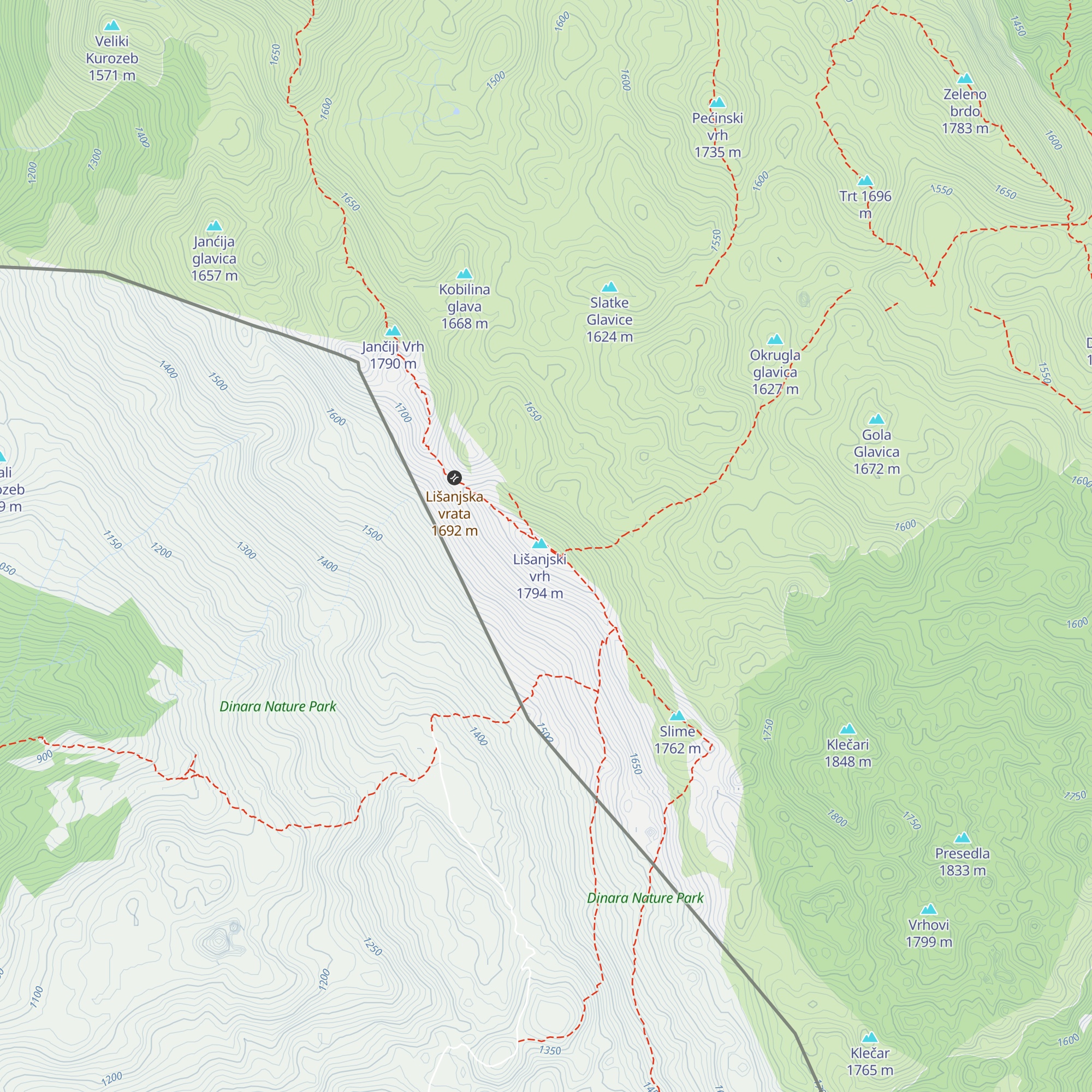 Sklonište Lišanjski vrh map