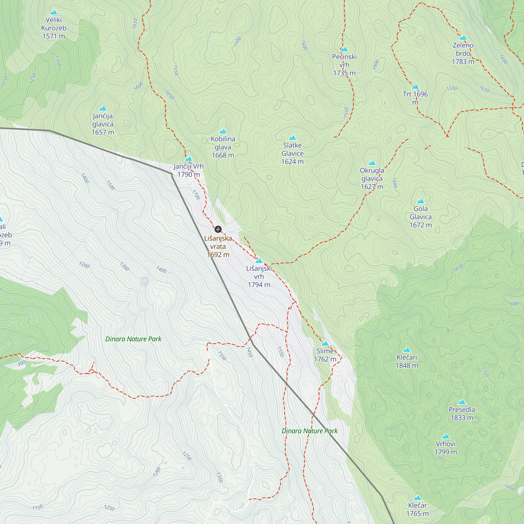 Sklonište Lišanjski vrh map