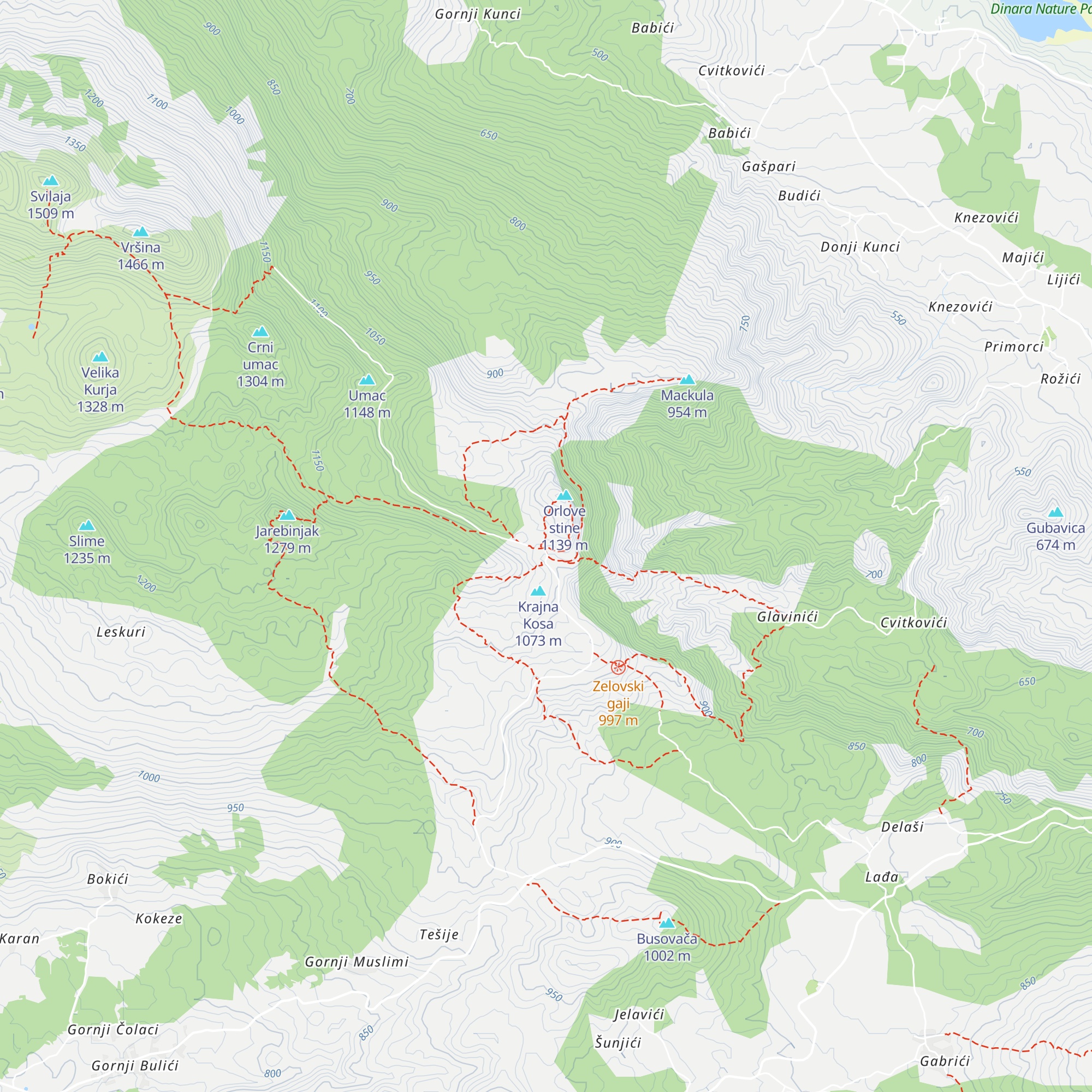 Planinarski dom Orlove stine map