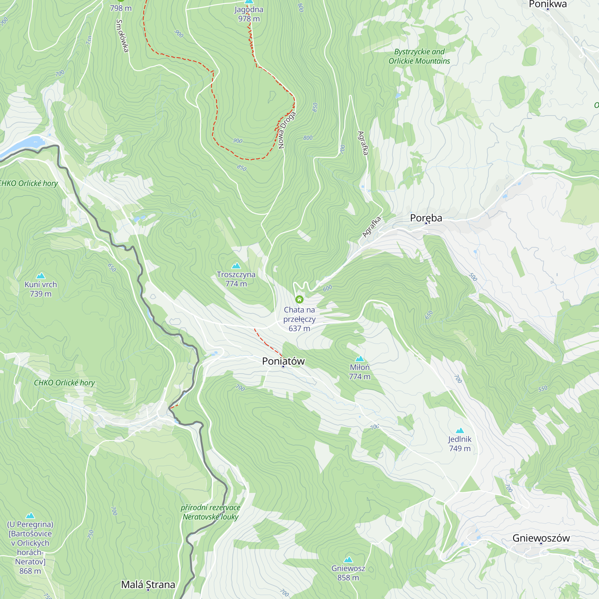 Chata na przełęczy map