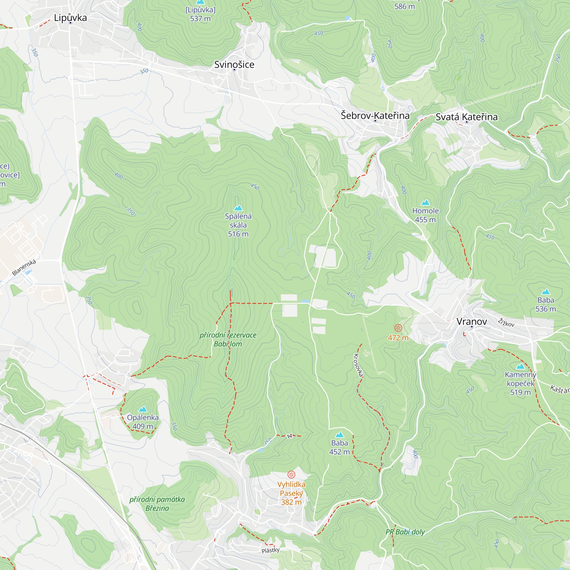 Chata Babí lom map