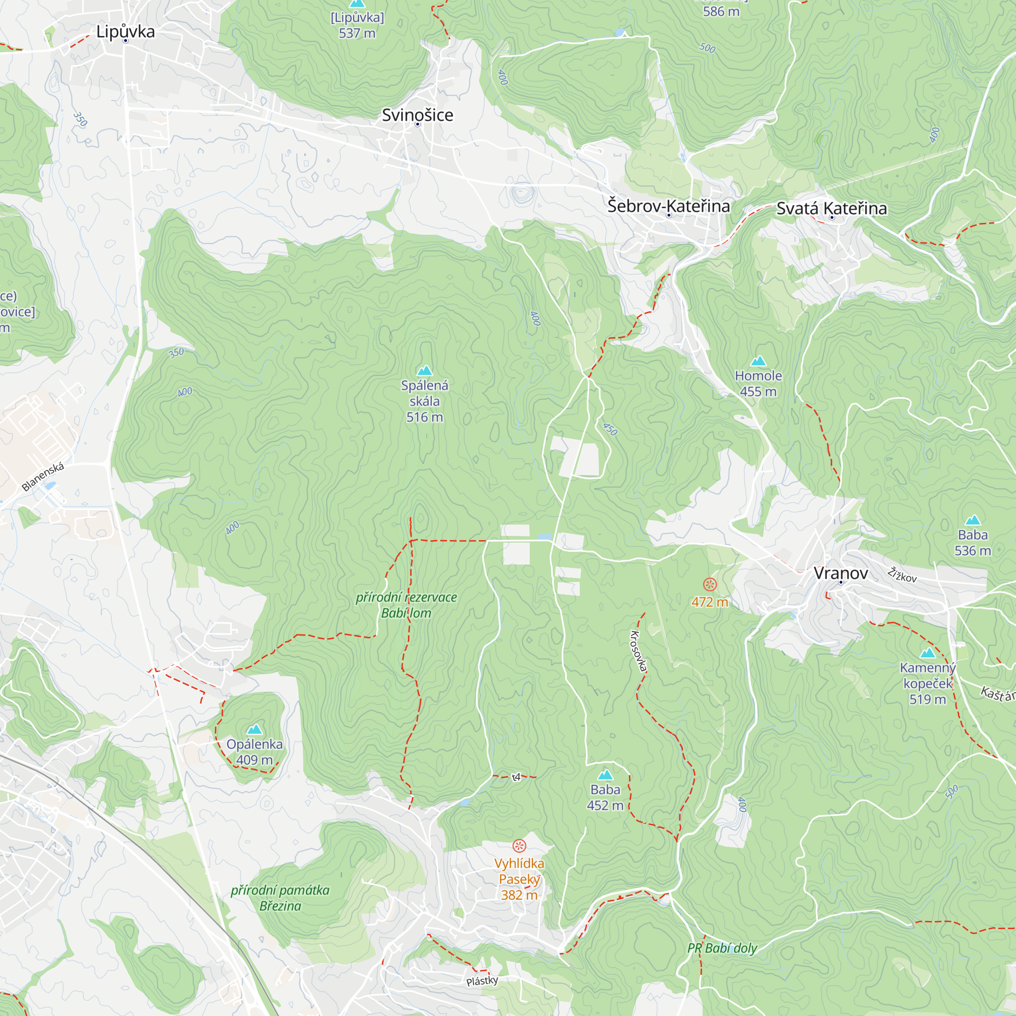 Chata Babí lom map