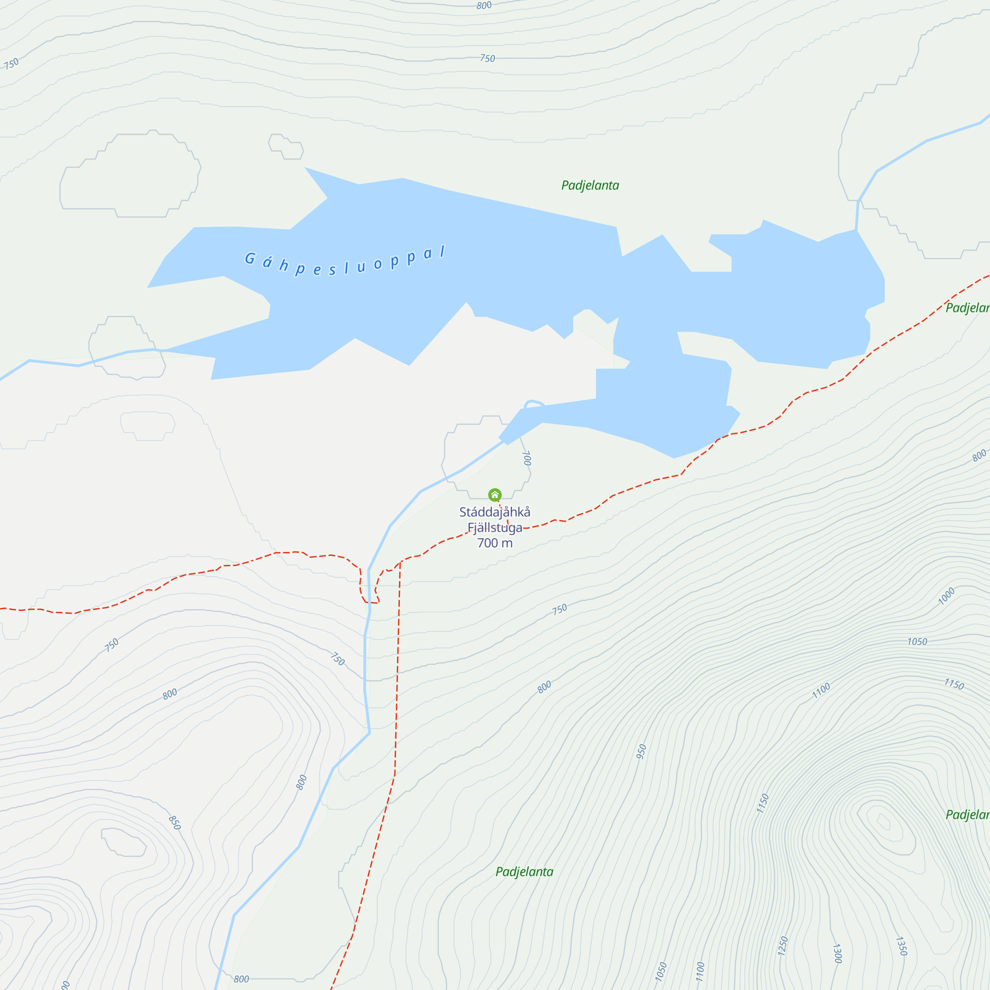 Stáddajåhkå Fjällstuga map