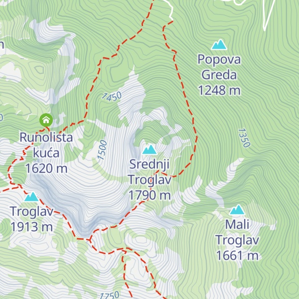 Map of Srednji Troglav