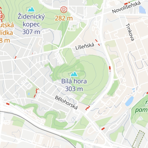 Map of Bílá hora