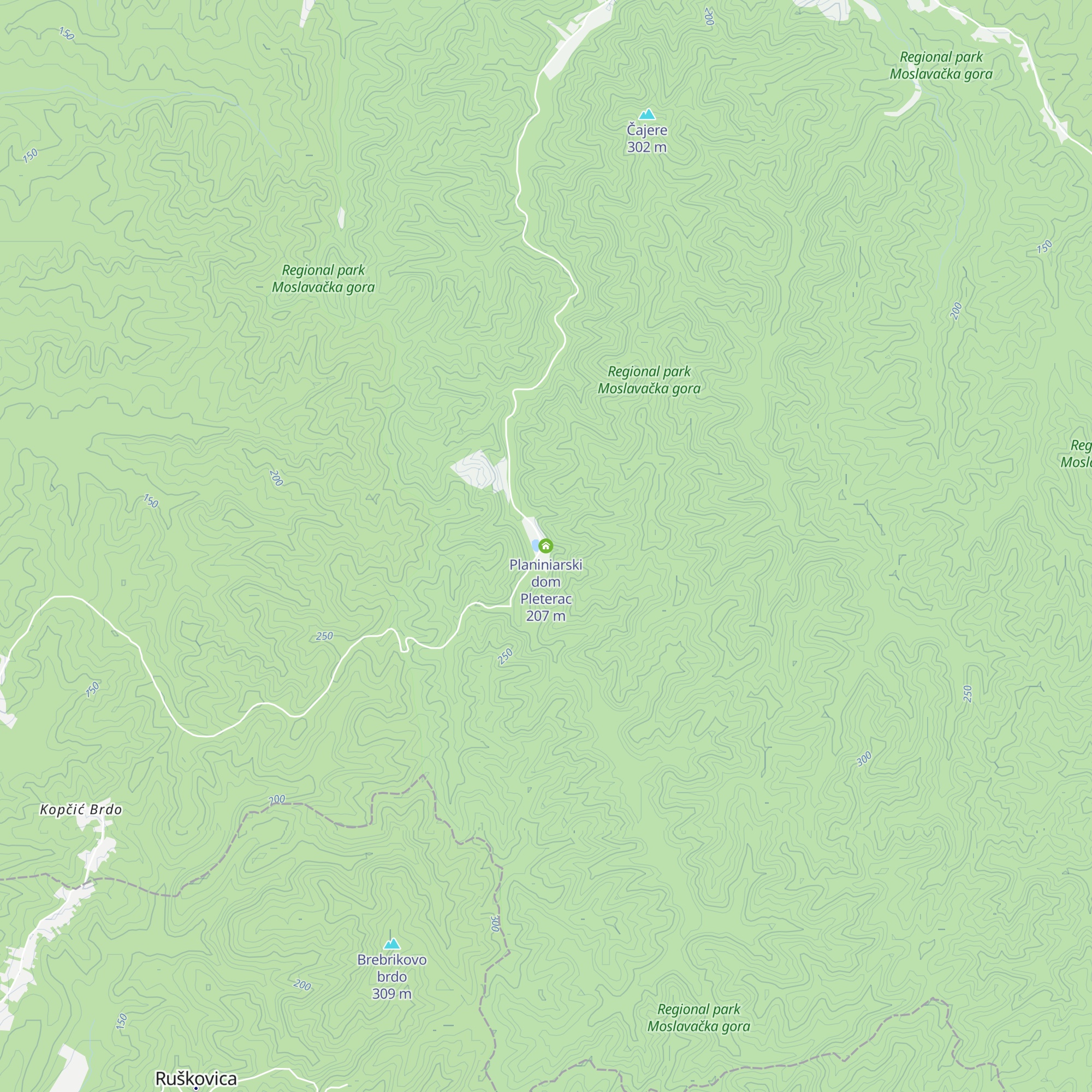 Planiniarski dom Pleterac map
