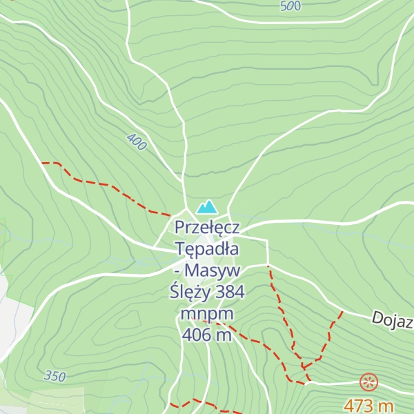 Map of Przełęcz Tępadła - Masyw Ślęży 384 mnpm