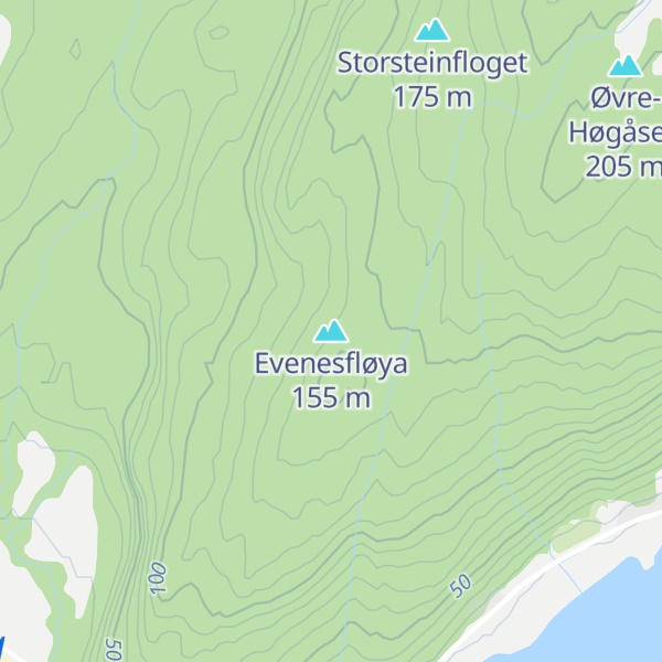 Map of Evenesfløya