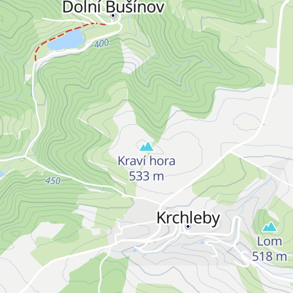Map of Kraví hora
