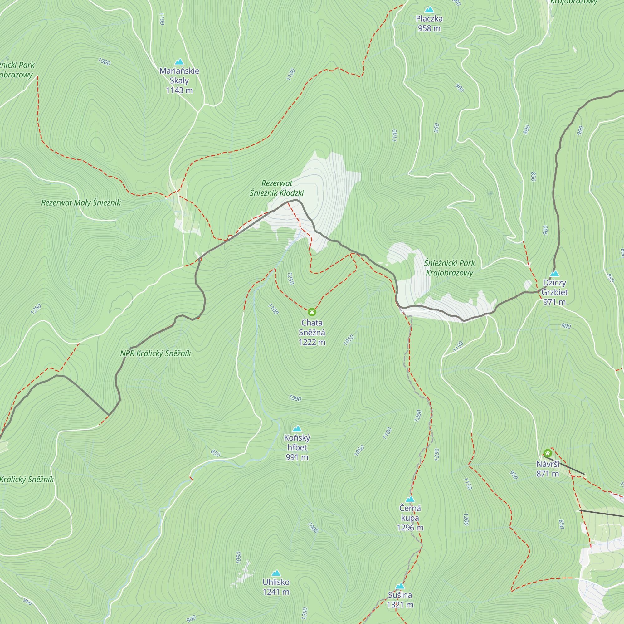Chata Sněžná map
