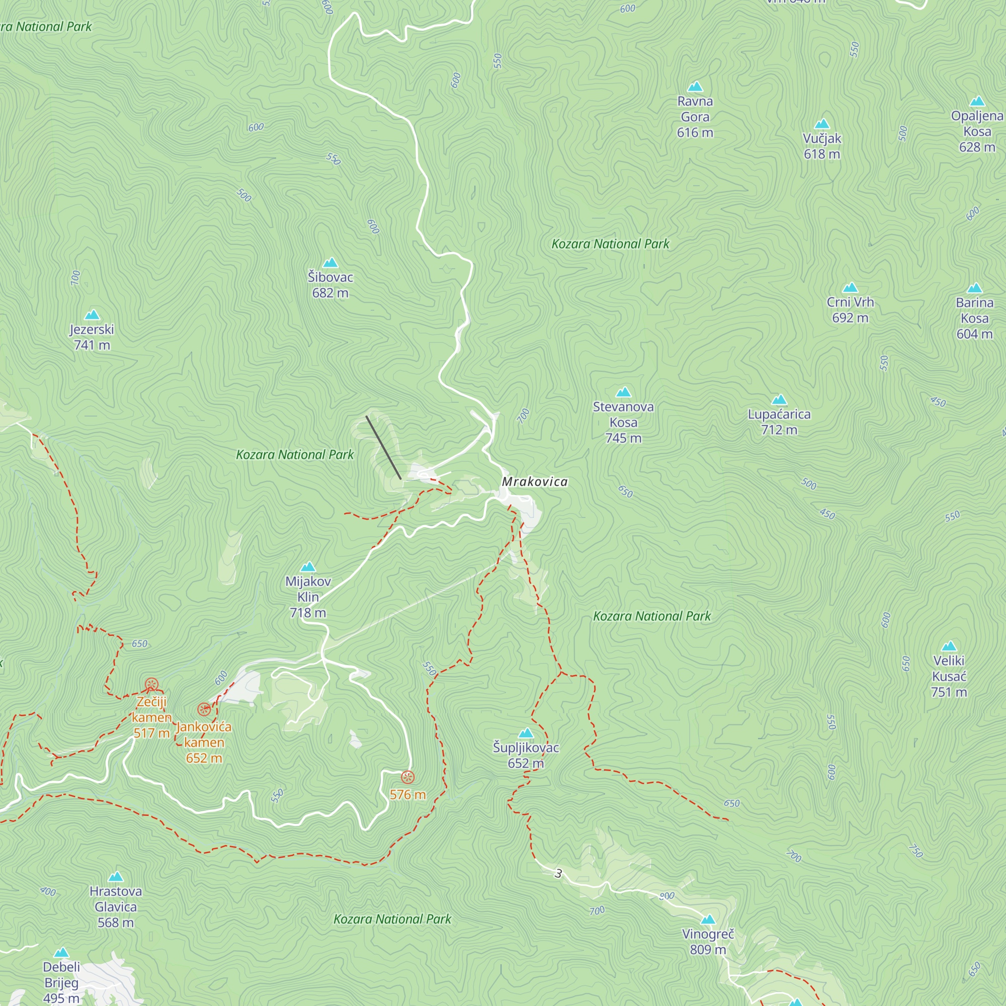 Info centar Nacionalnog parka Kozara map