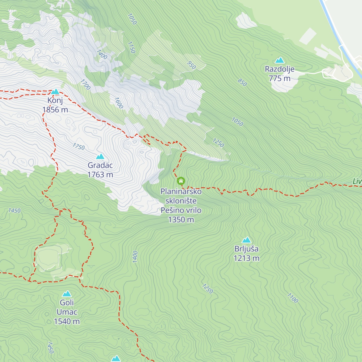 Planinarsko sklonište Pešino vrilo map