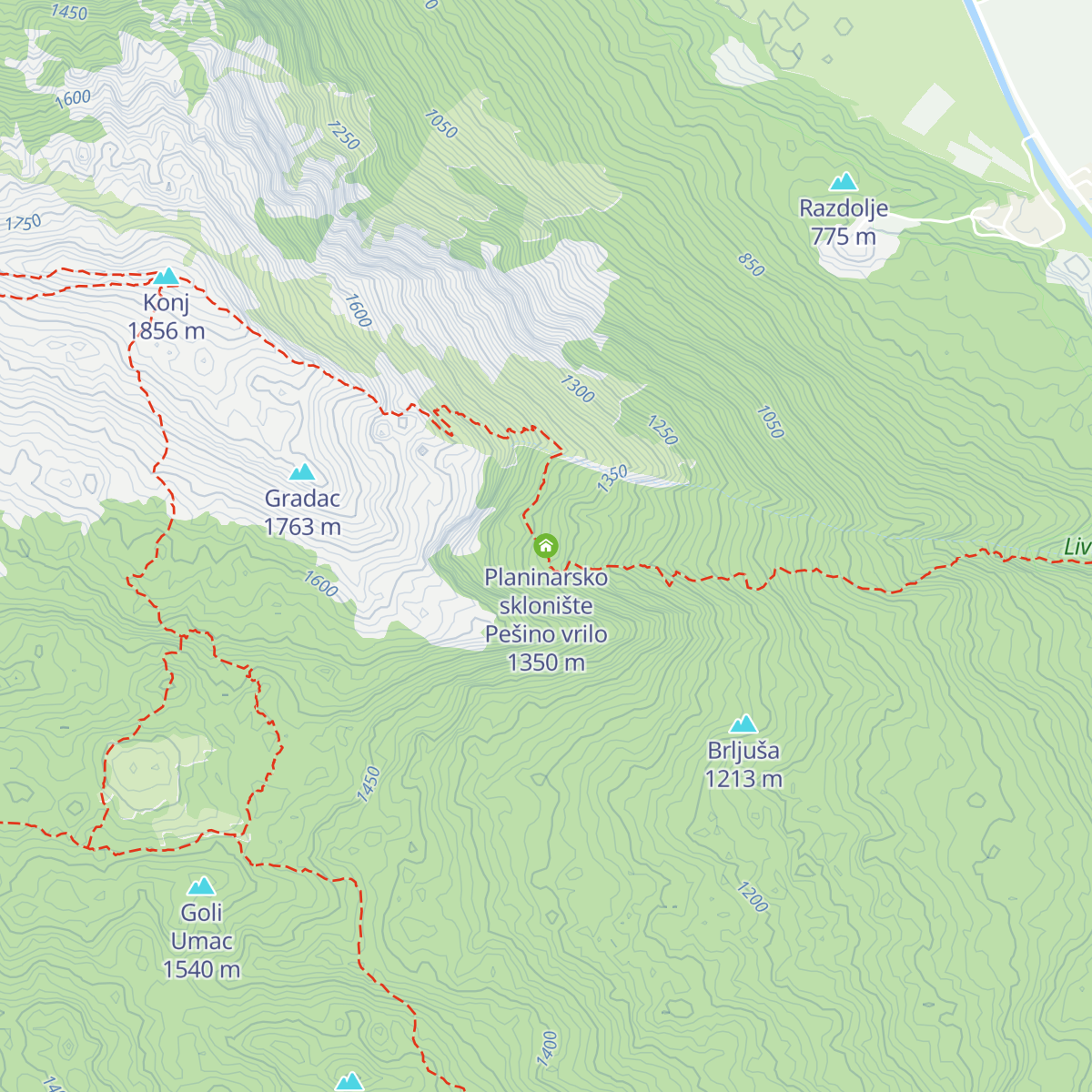 Planinarsko sklonište Pešino vrilo map