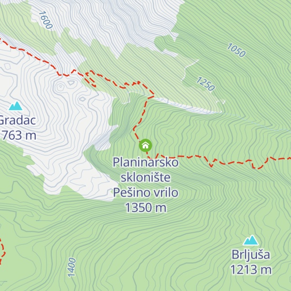 Map of Planinarsko sklonište Pešino vrilo