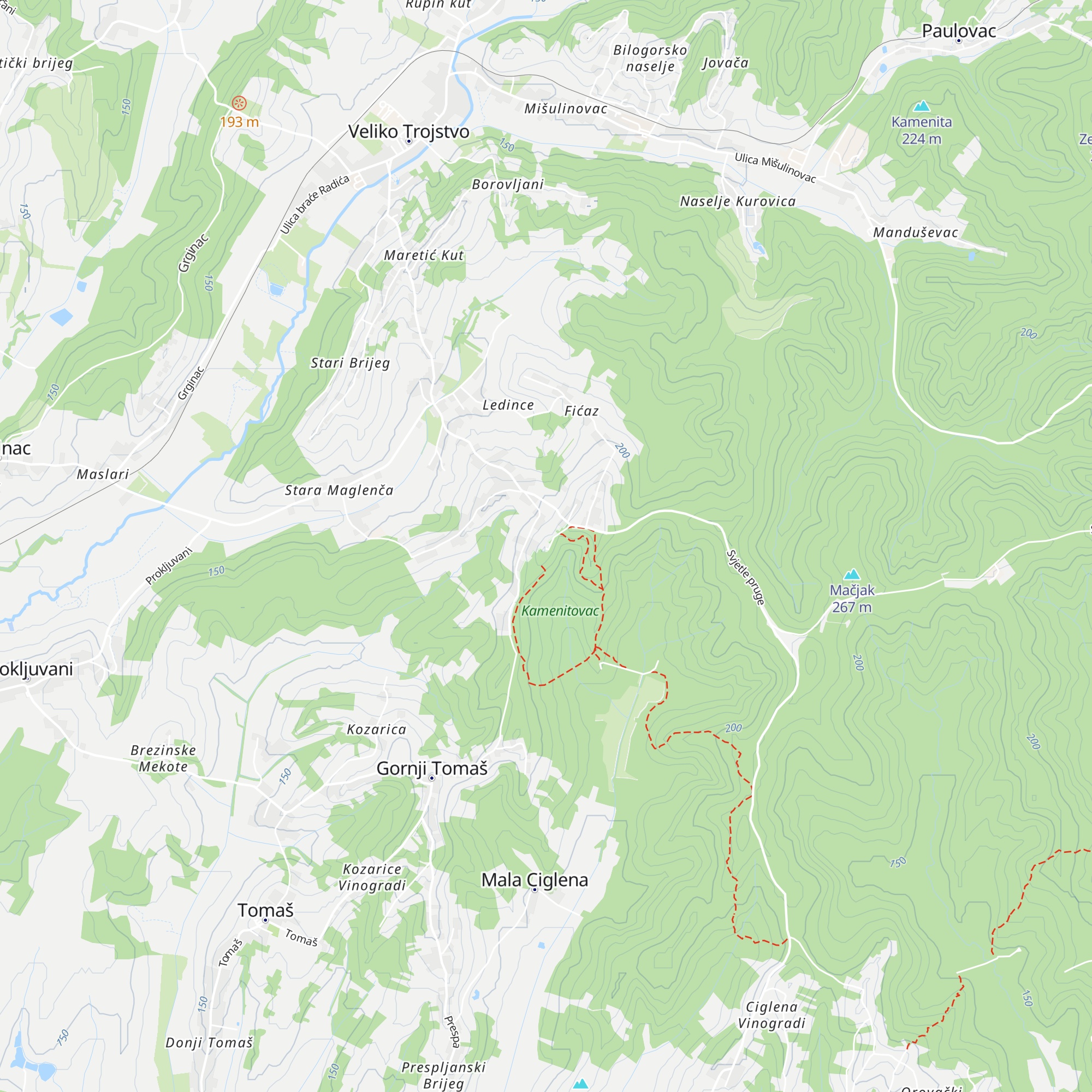 Mountain lodge Kamenitovac map