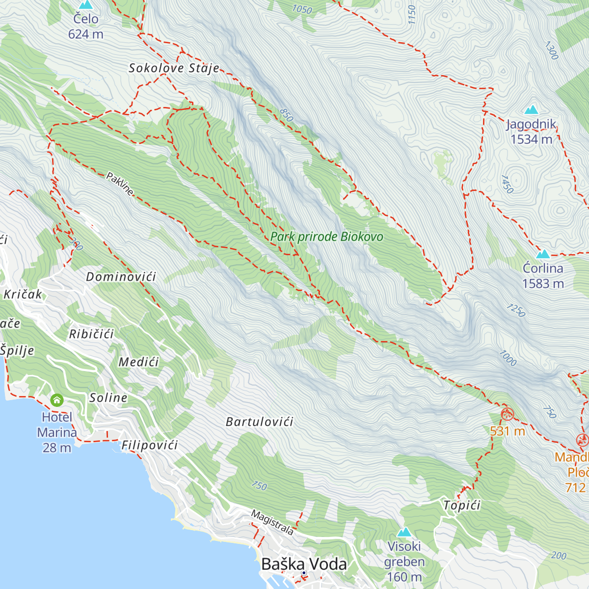 Planinarsko sklonište Pakline map