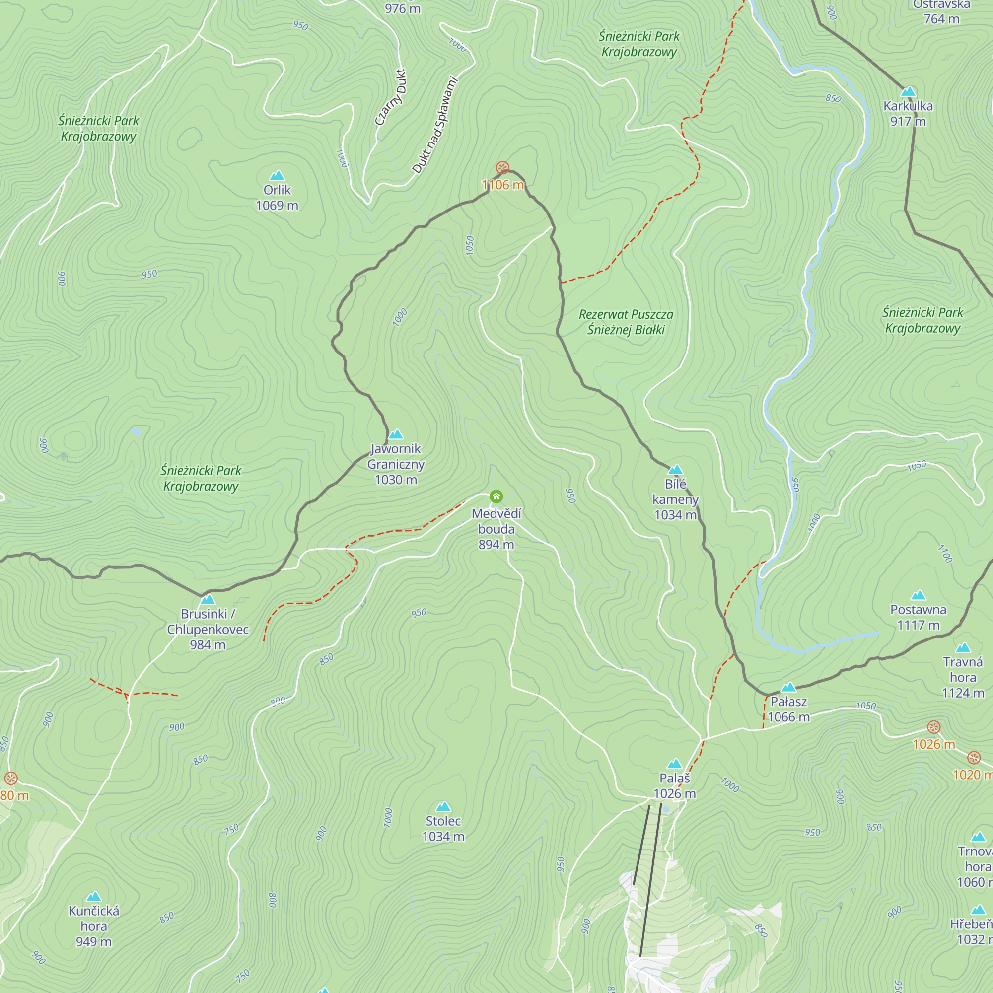 Medvědí bouda map