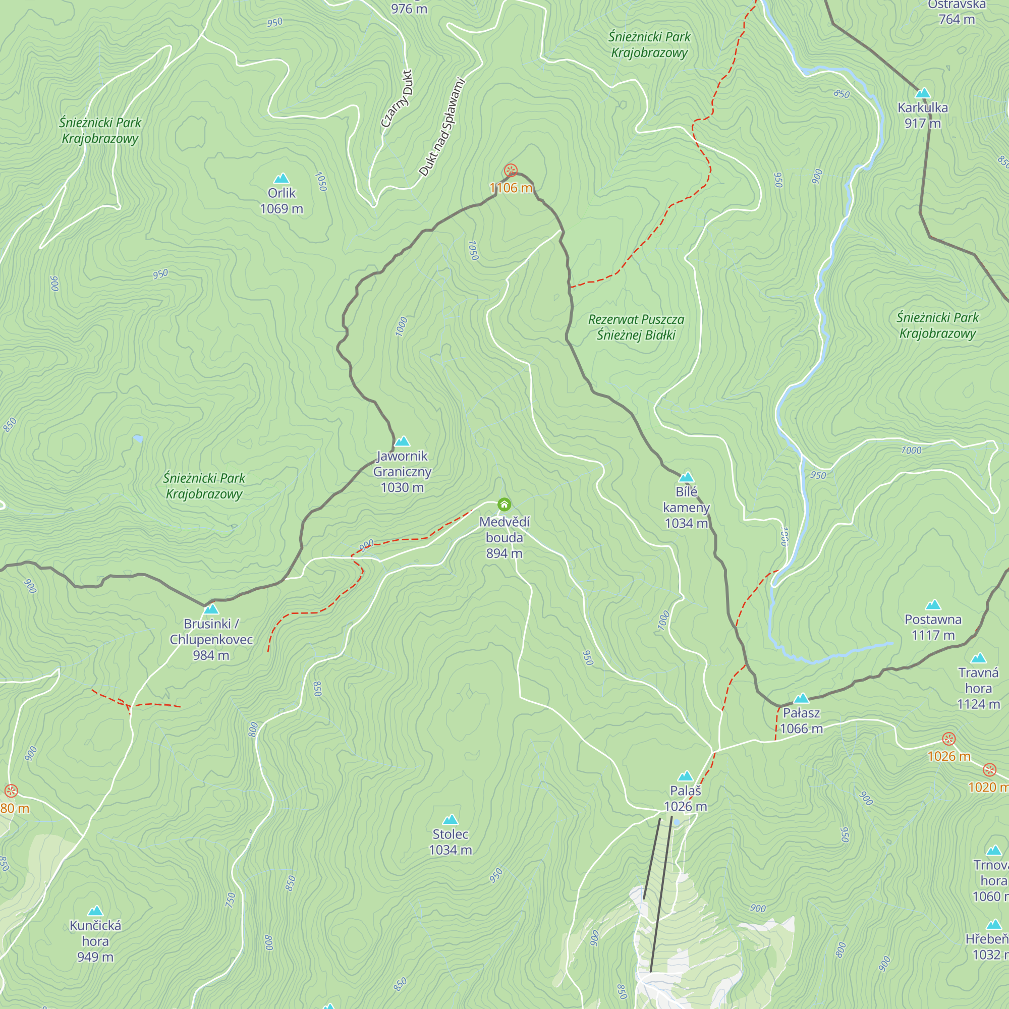 Medvědí bouda map