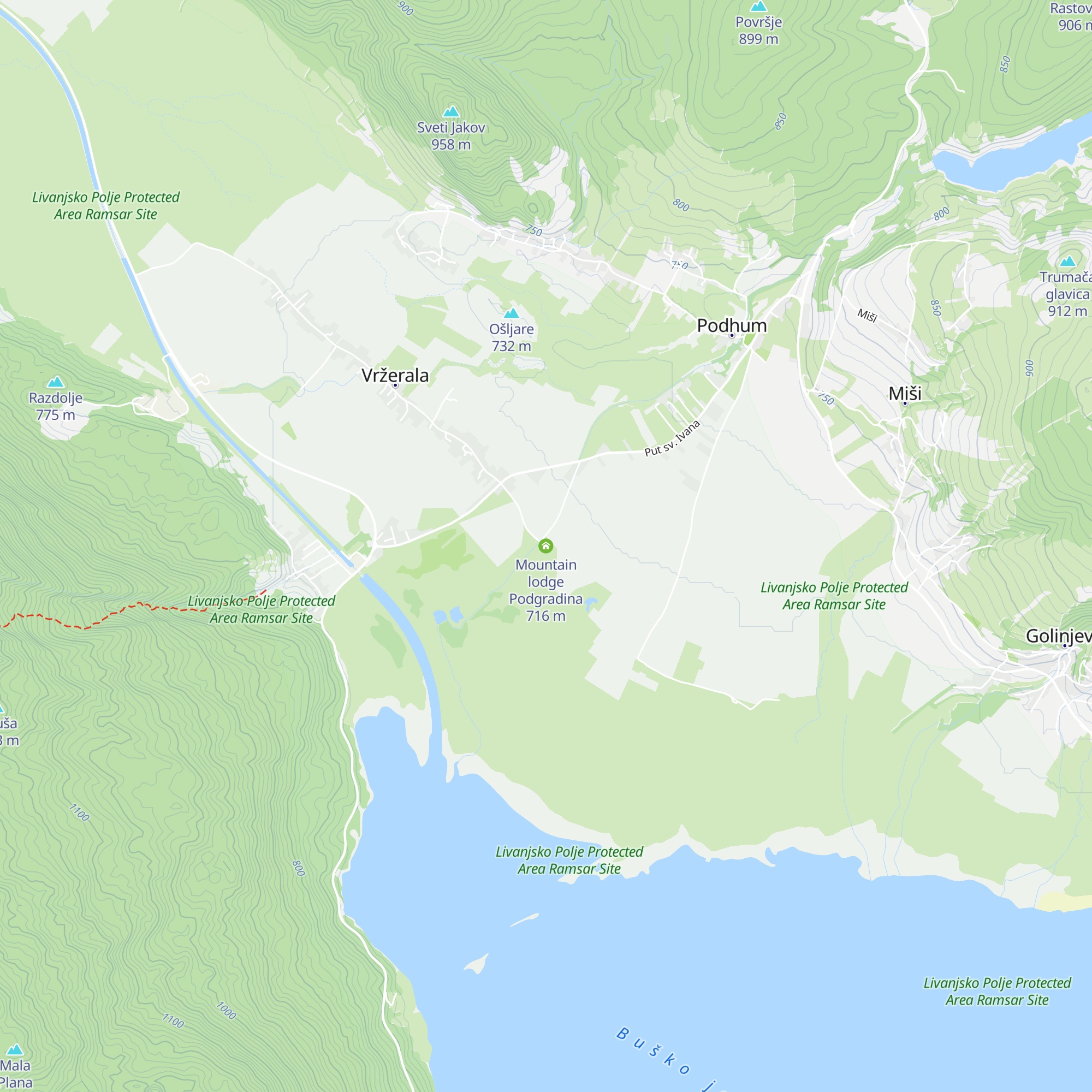Mountain lodge Podgradina map