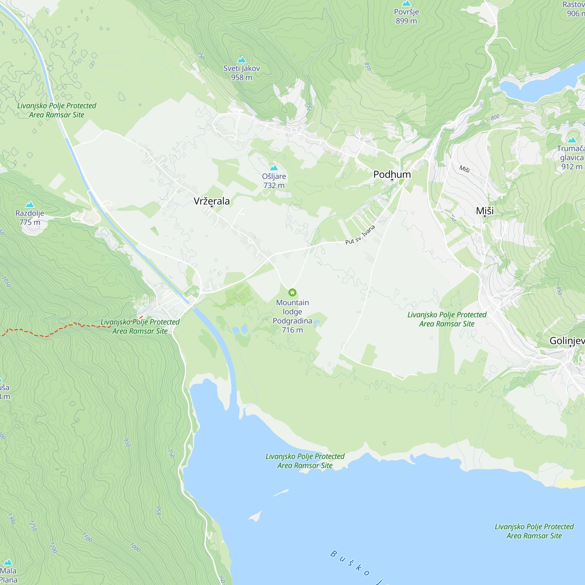 Mountain lodge Podgradina map