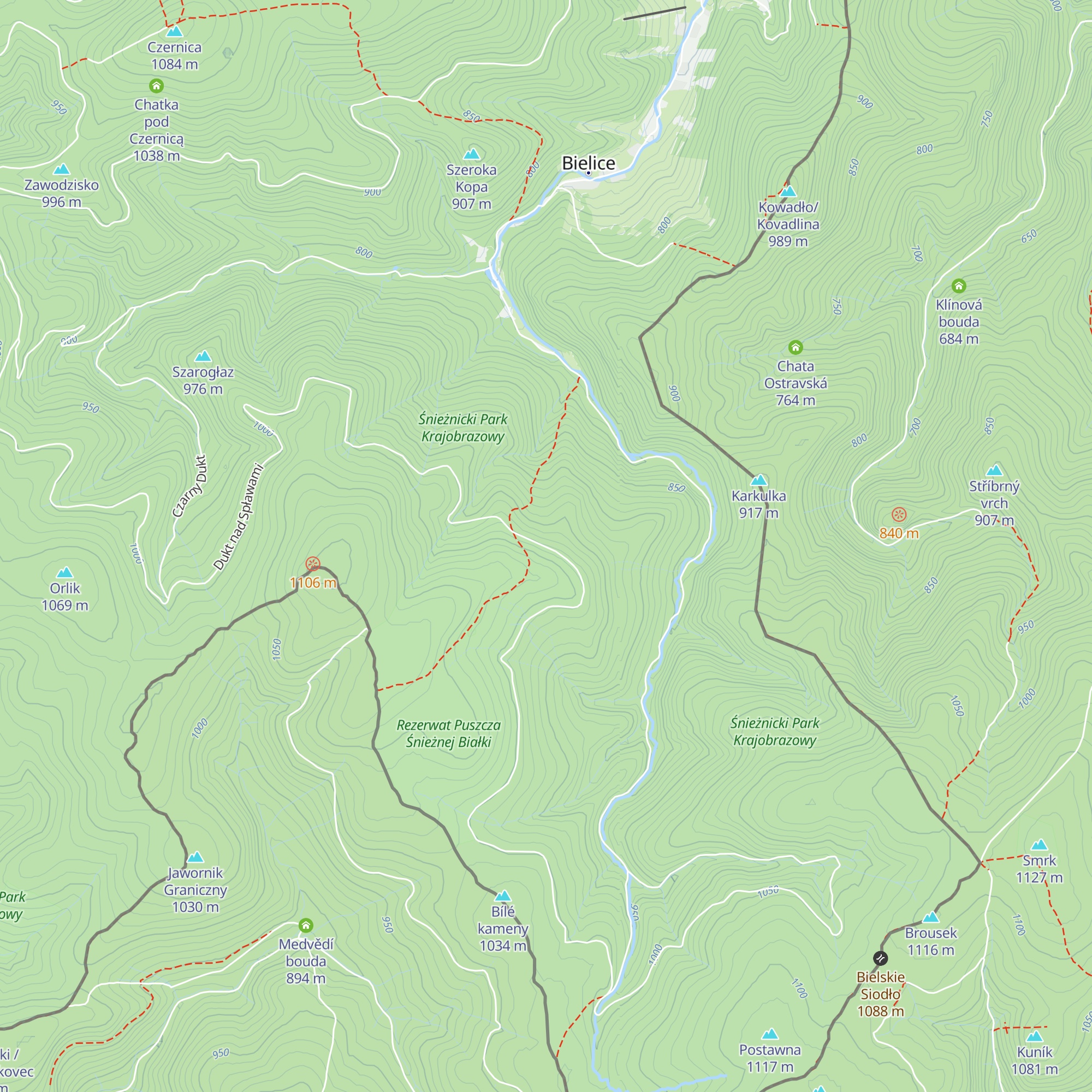 Schron turystyczny pod Rudawcem map