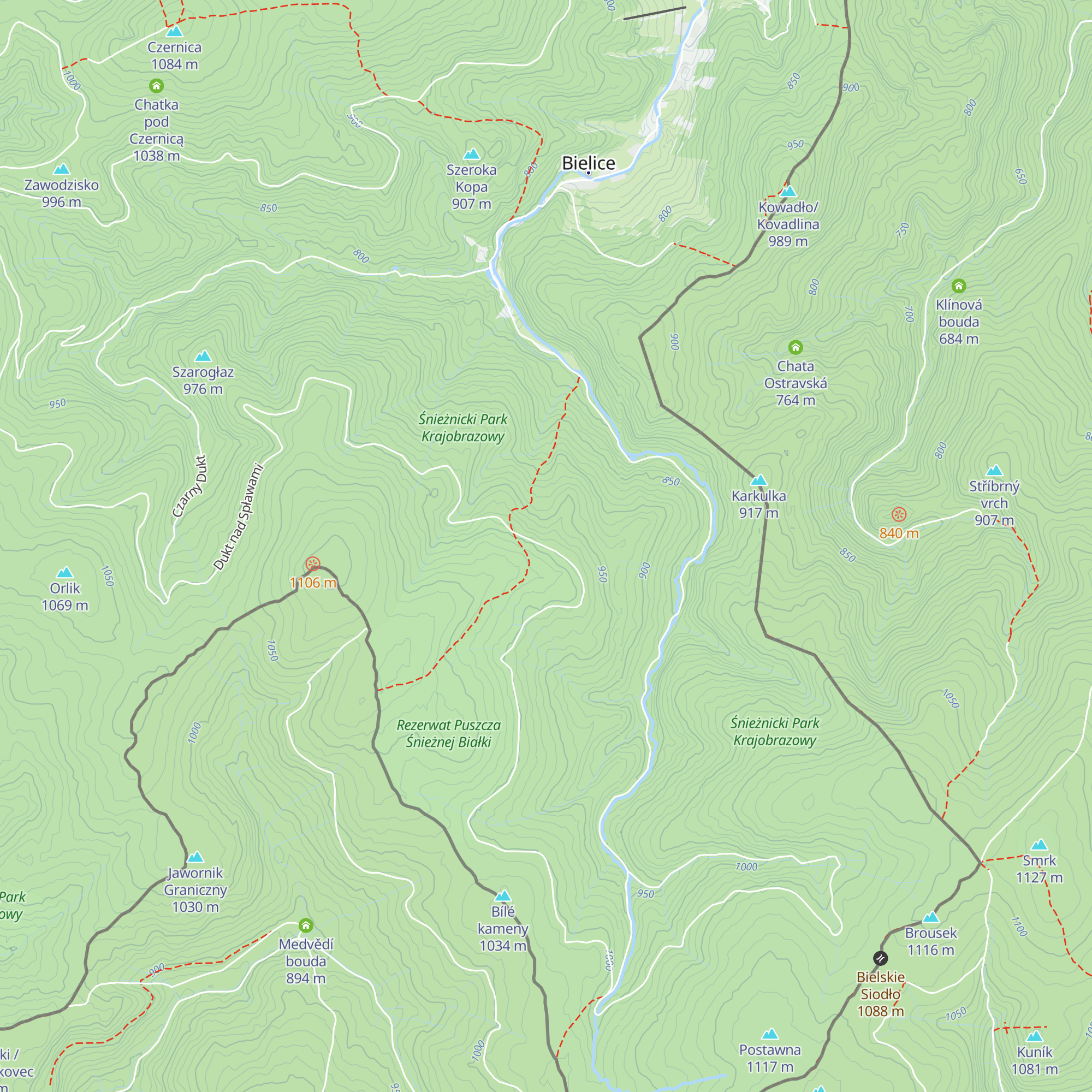 Schron turystyczny pod Rudawcem map
