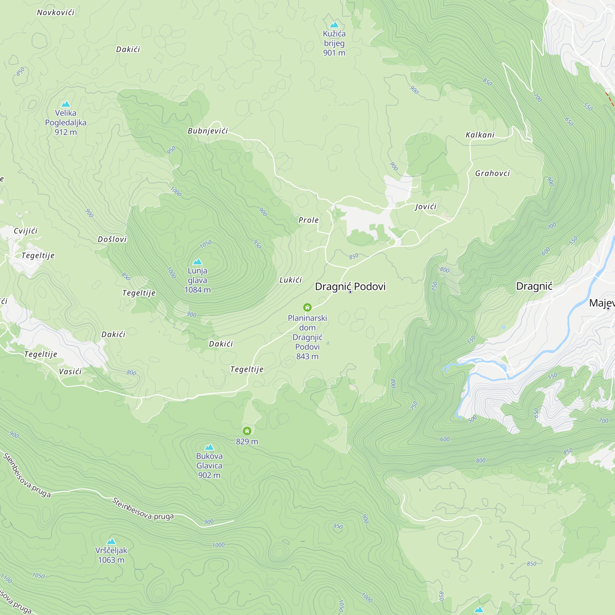 Planinarski dom Dragnjić Podovi map