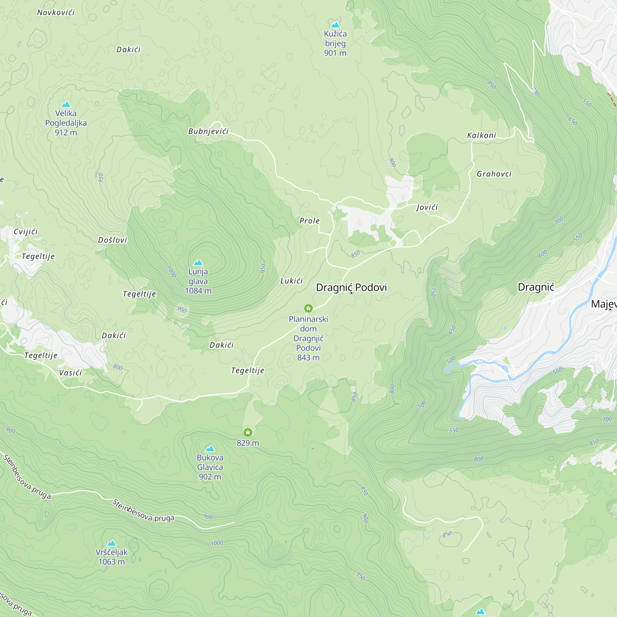 Planinarski dom Dragnjić Podovi map