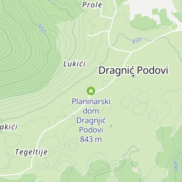 Map of Planinarski dom Dragnjić Podovi