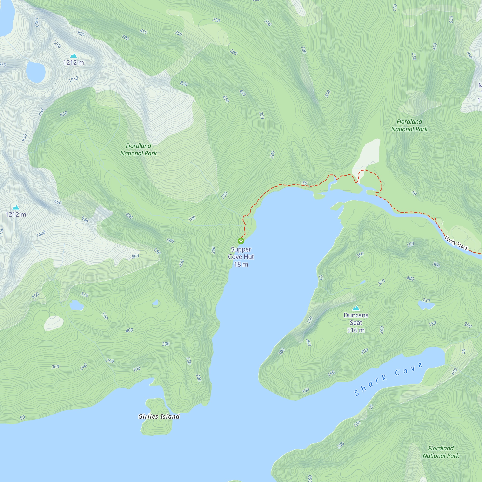 Supper Cove Hut map