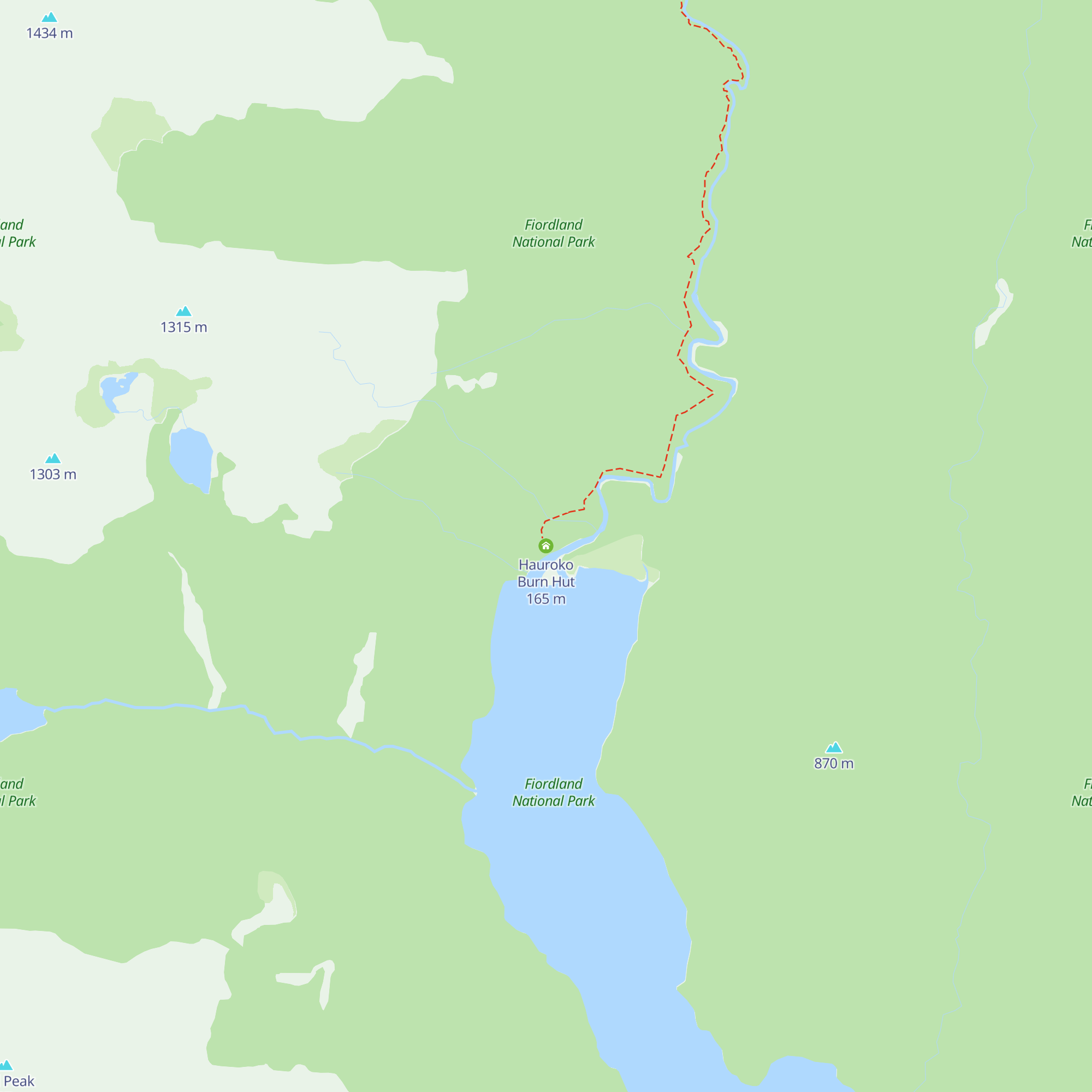 Hauroko Burn Hut map