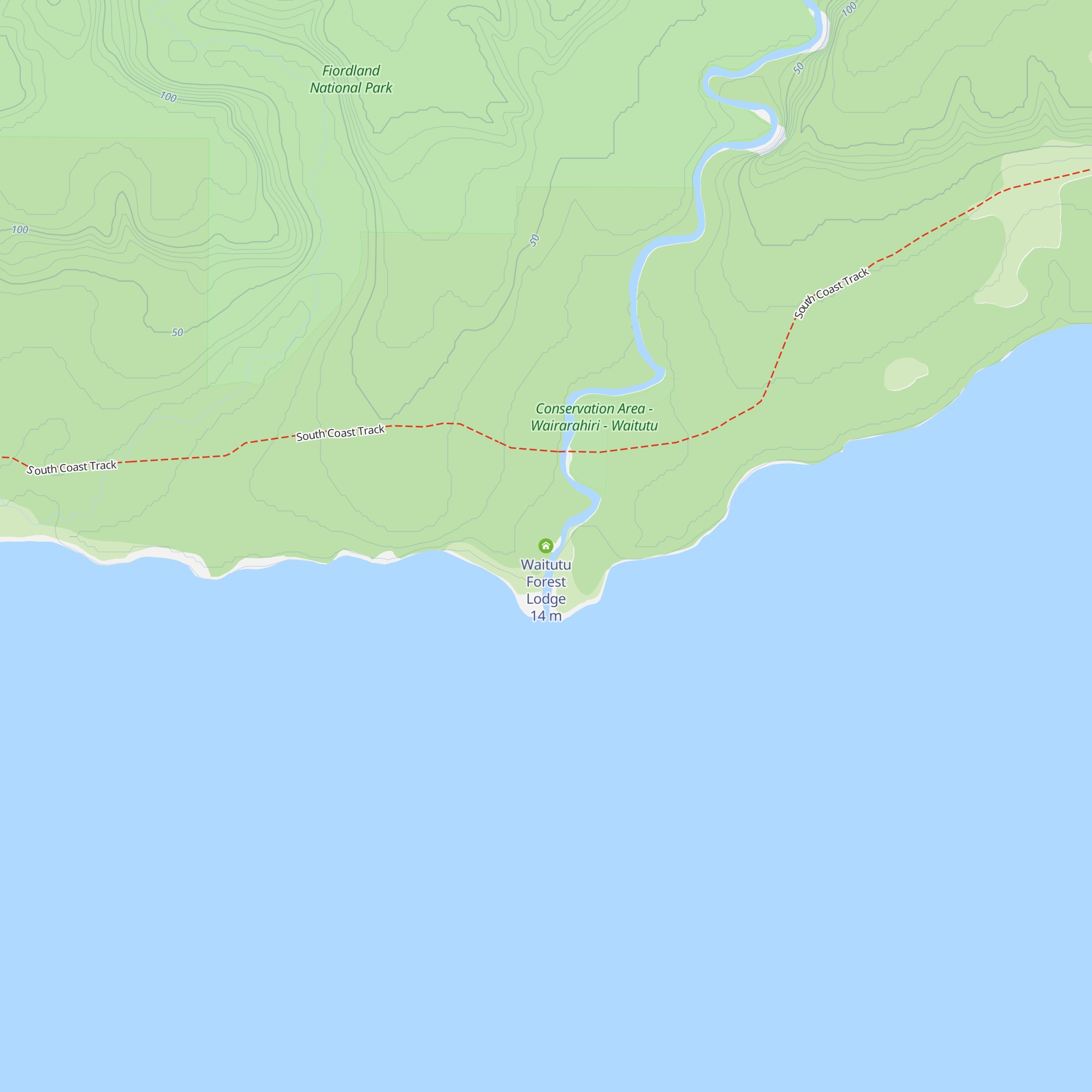Waitutu Forest Lodge map