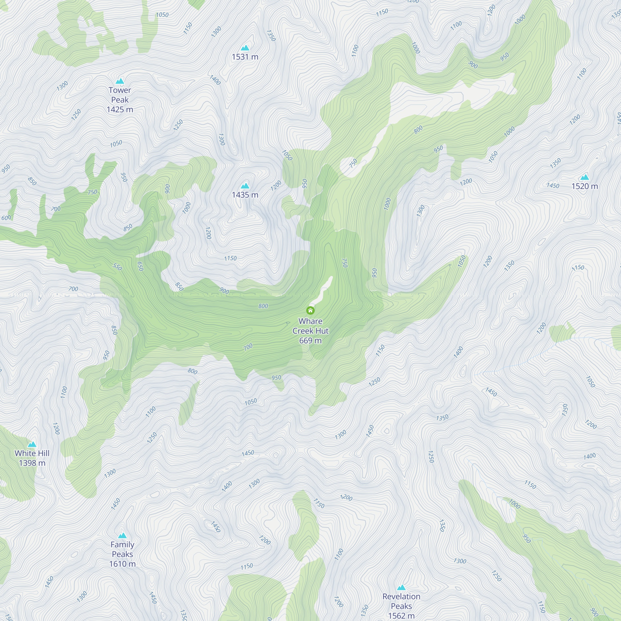 Whare Creek Hut map