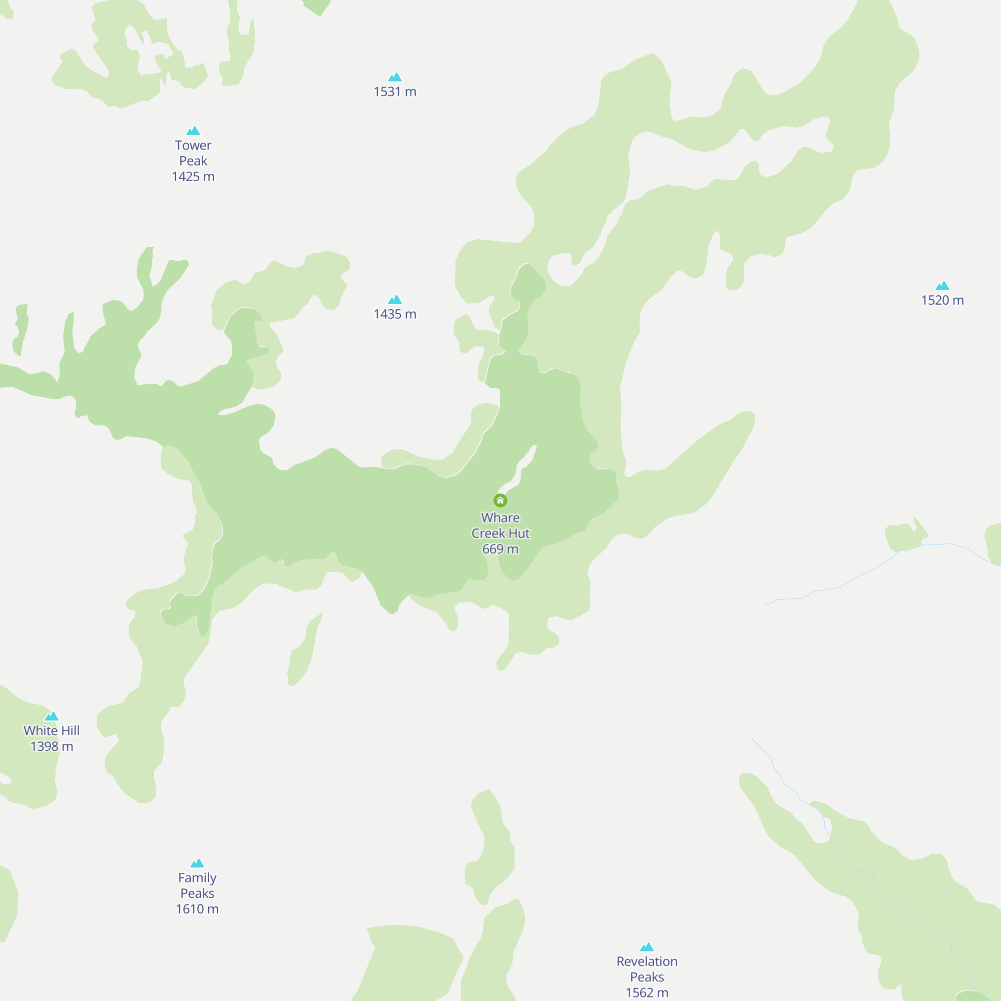 Whare Creek Hut map