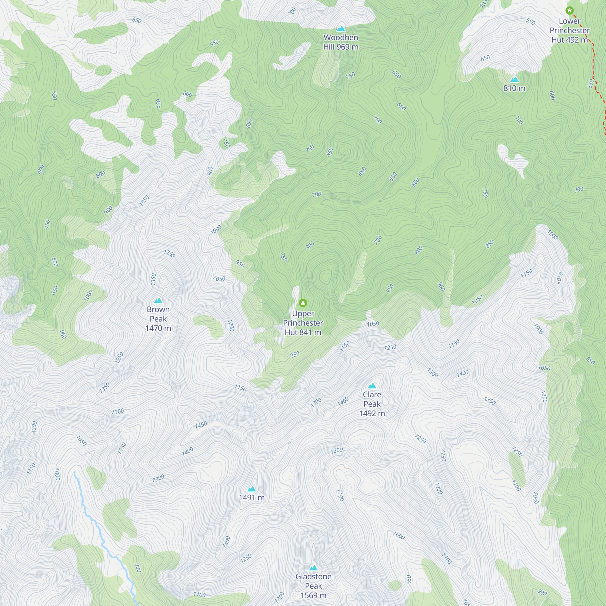 Upper Princhester Hut map