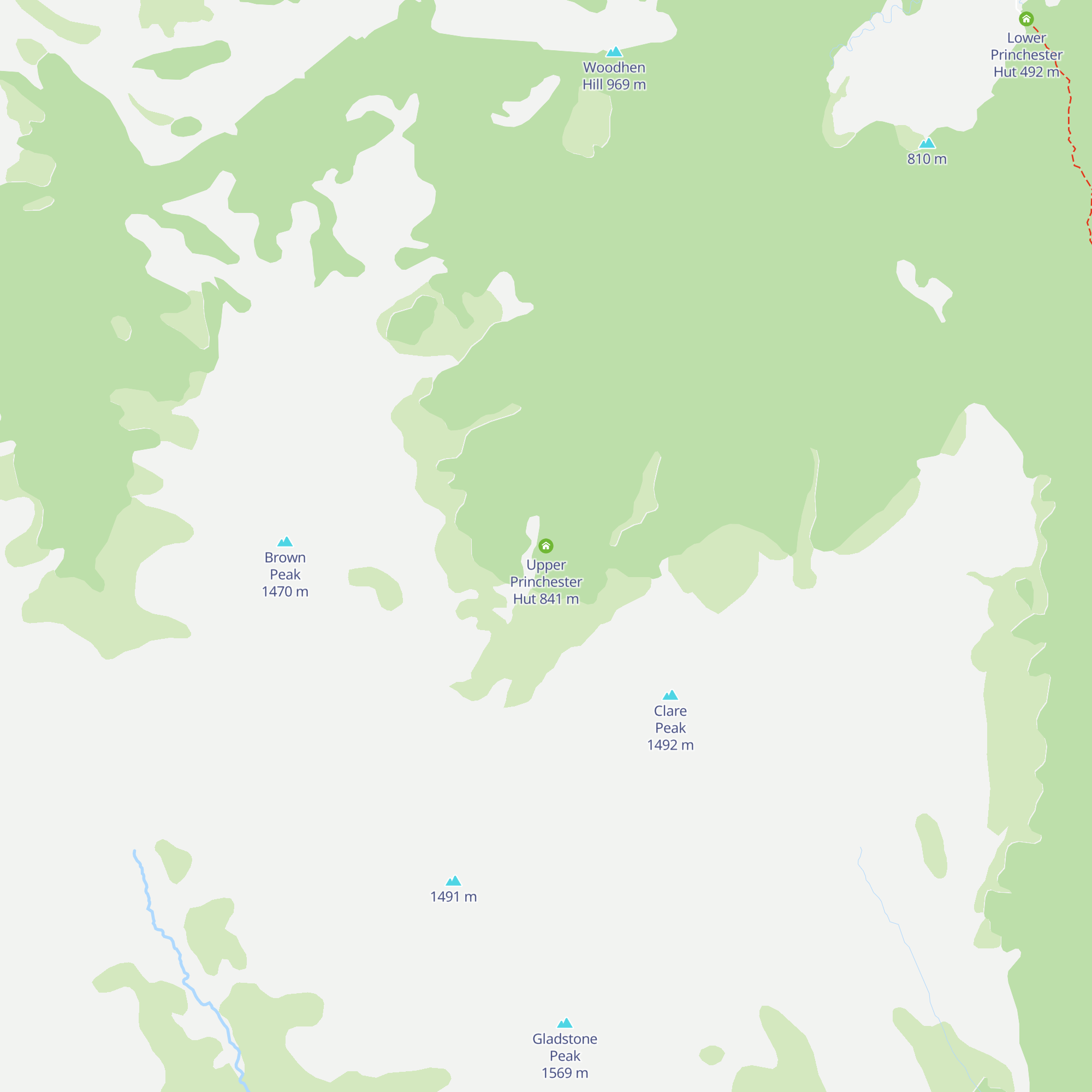 Upper Princhester Hut map