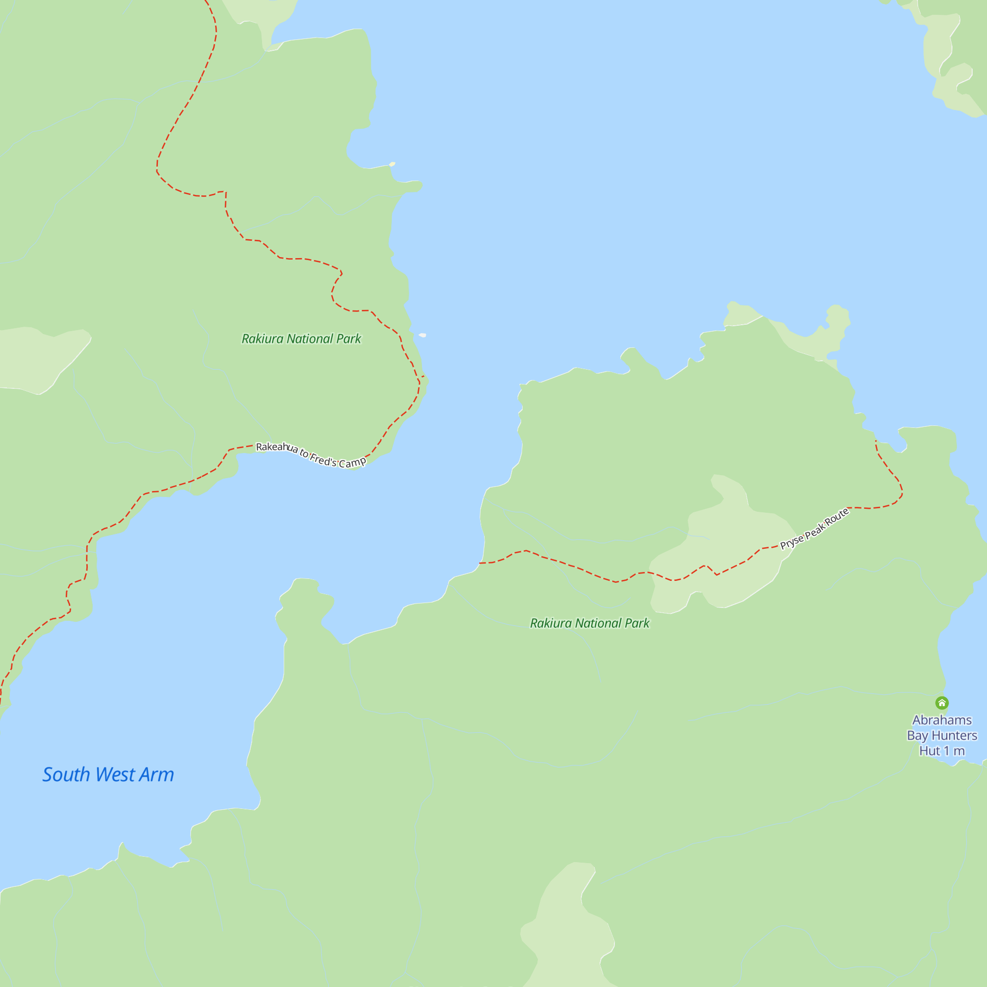Southwest Arm Hunters Hut map