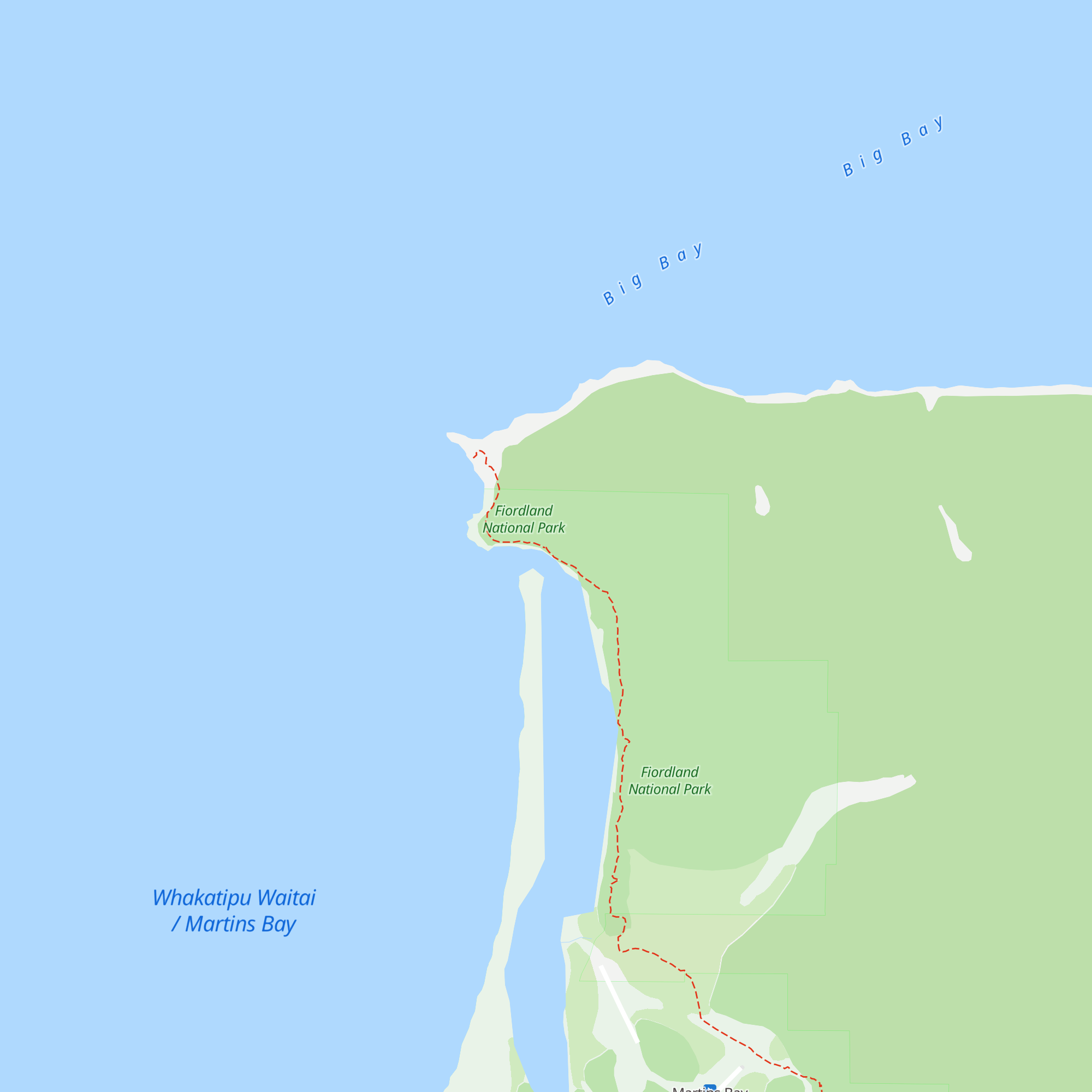Martins Bay Hut map