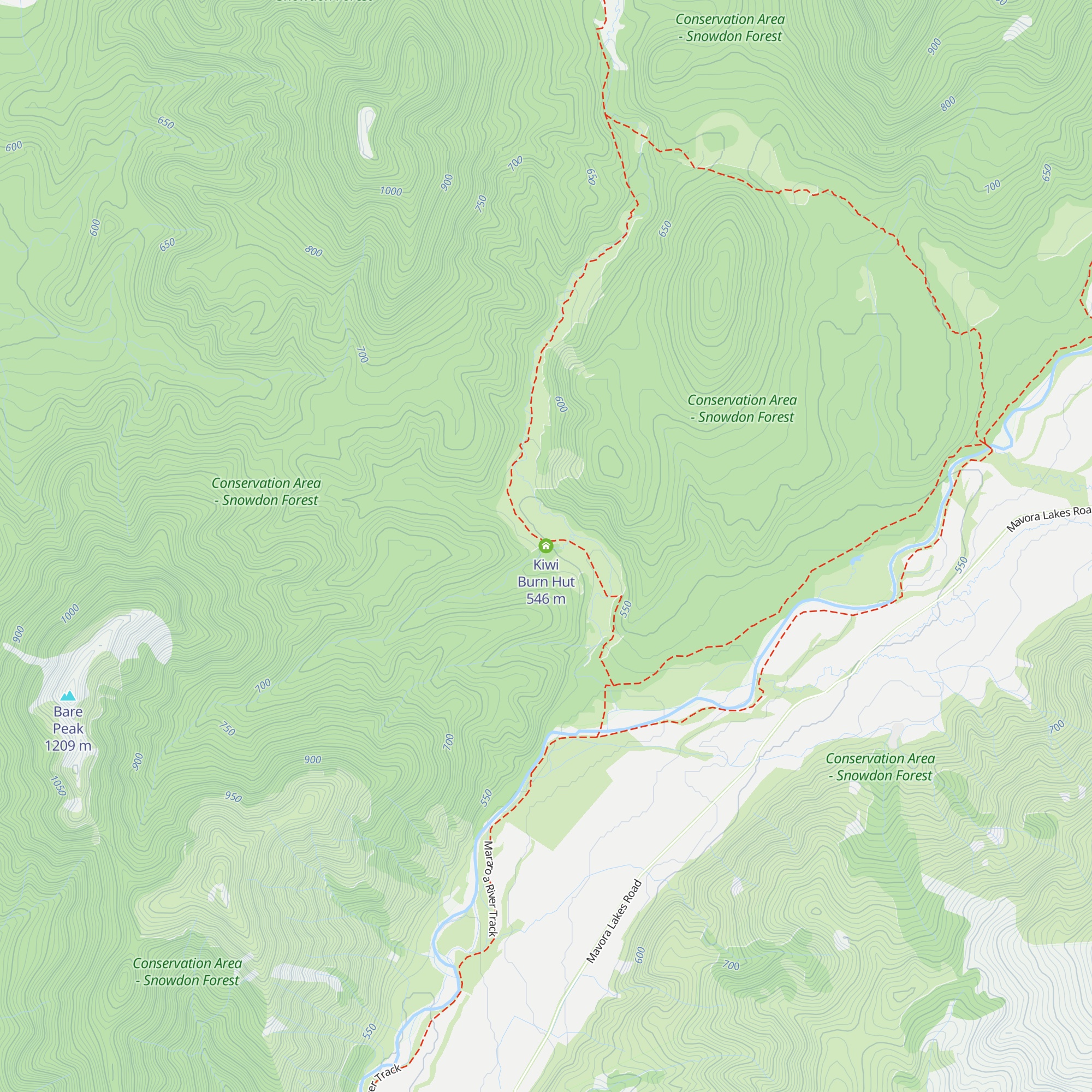 Kiwi Burn Hut map
