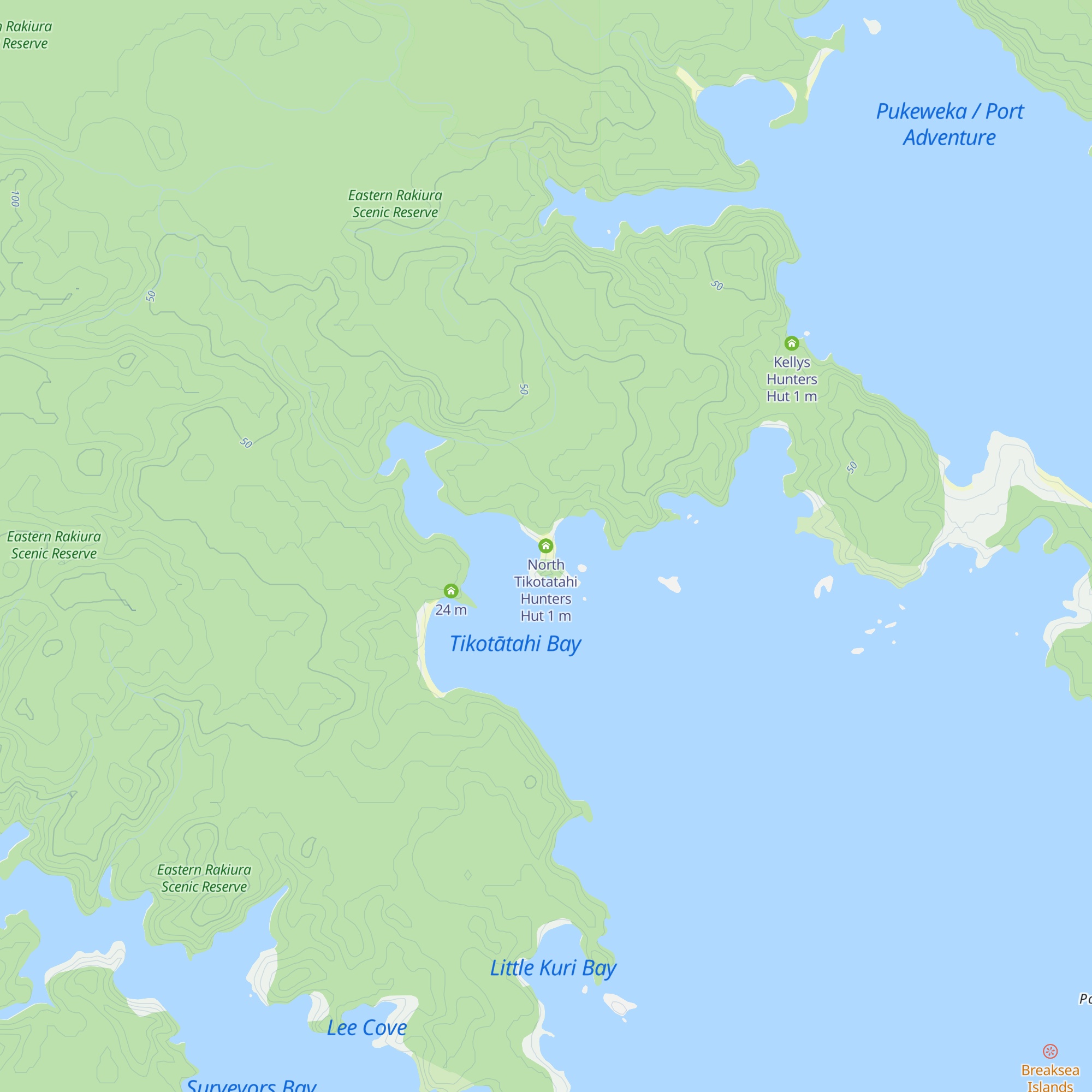 North Tikotatahi Hunters Hut map