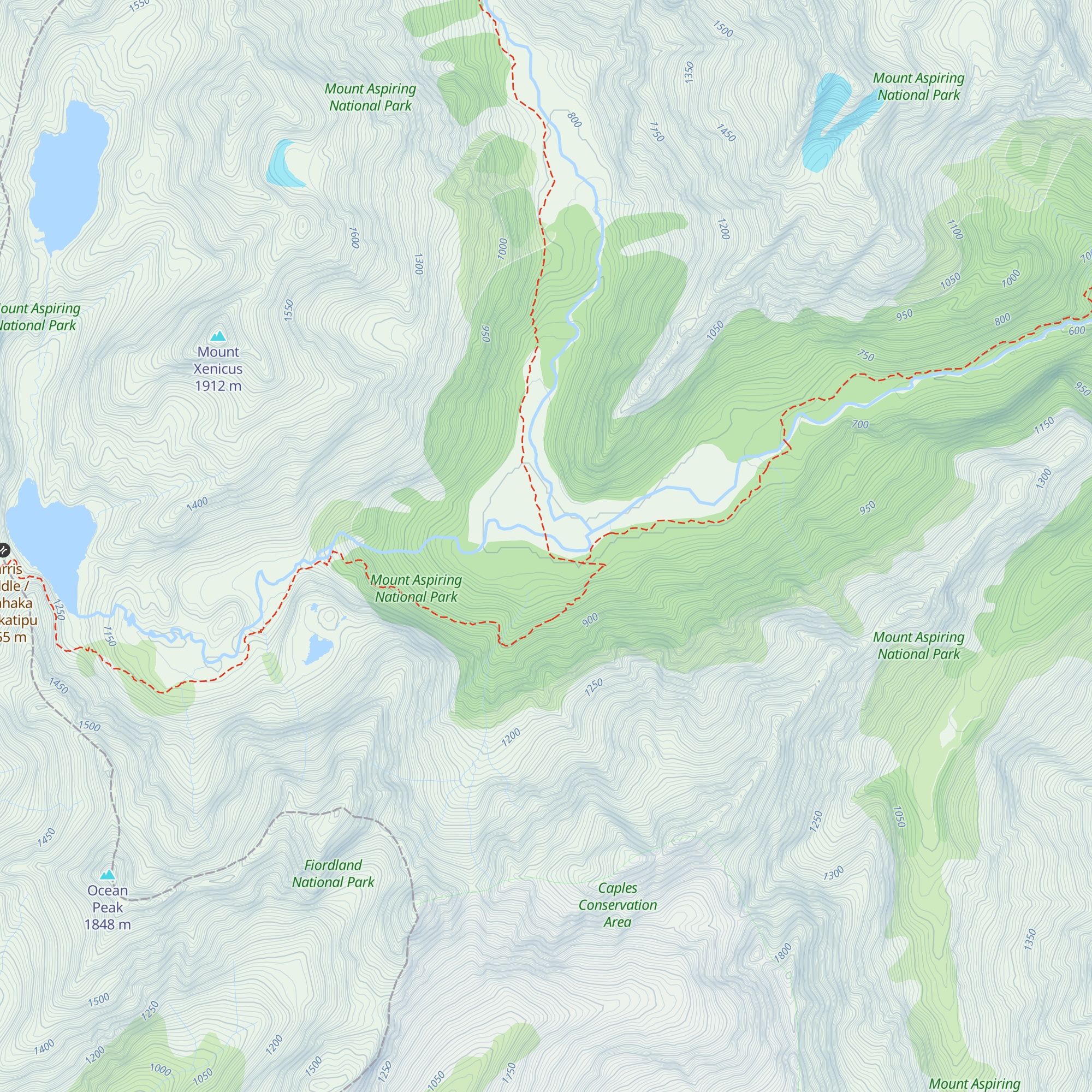 Routeburn Flats Hut map