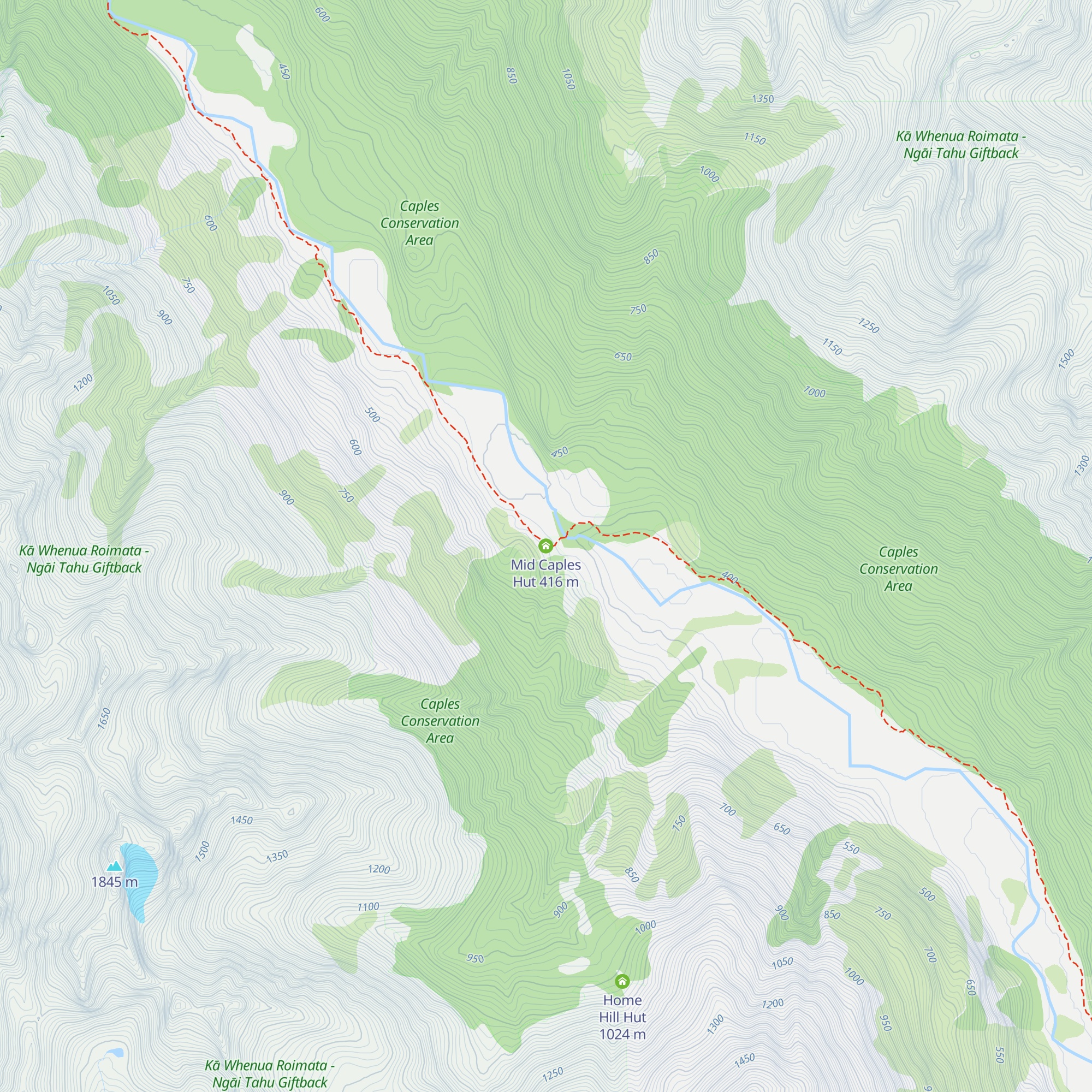 Mid Caples Hut map