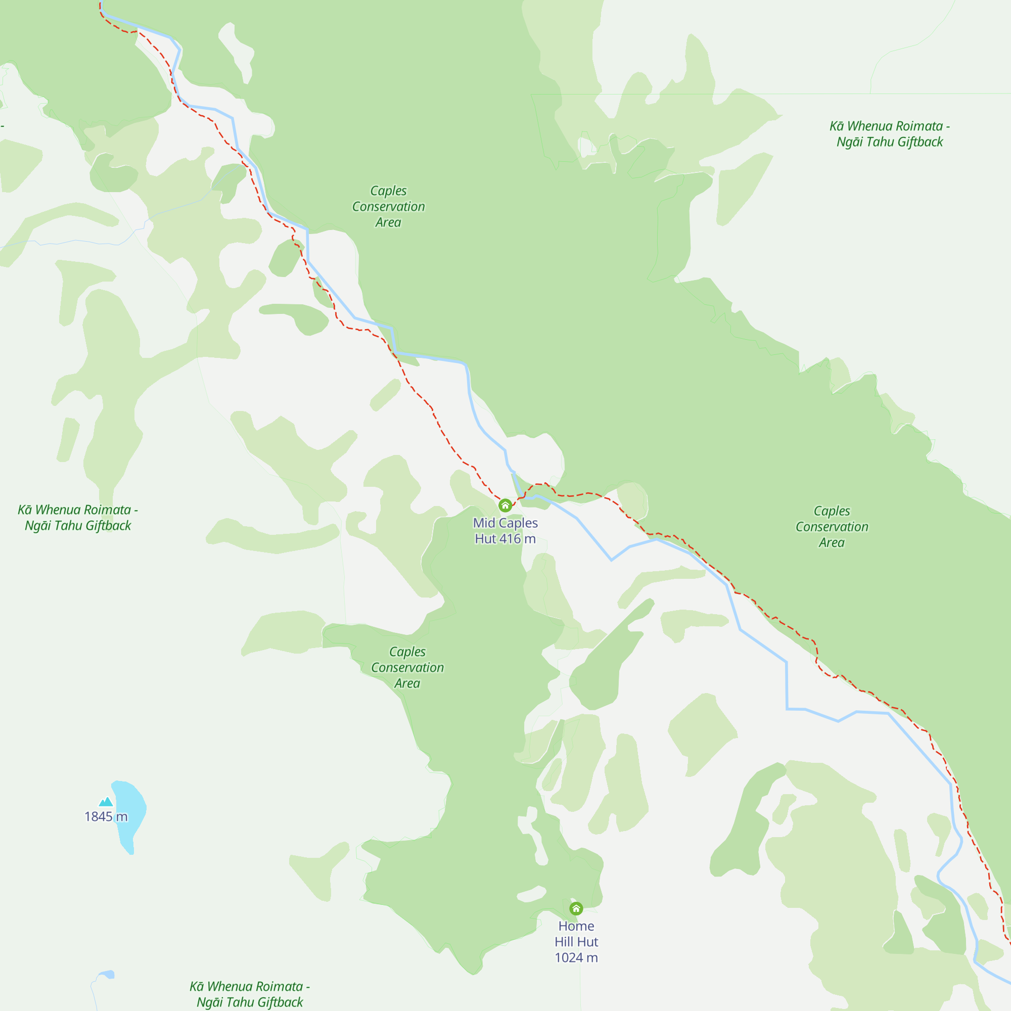 Mid Caples Hut map