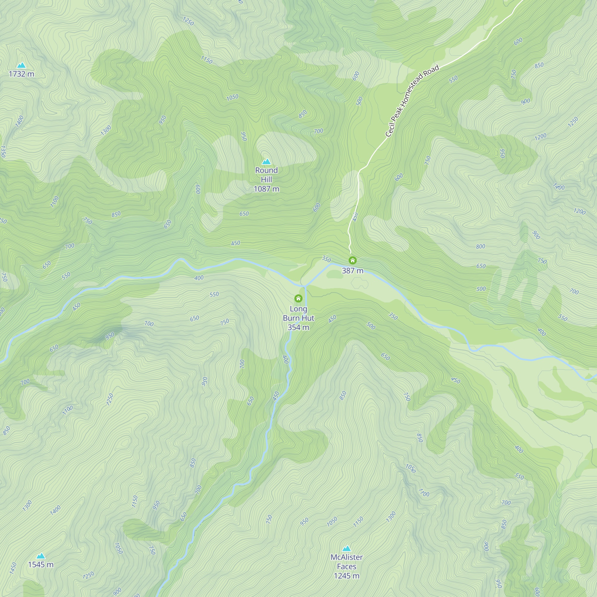 Long Burn Hut map