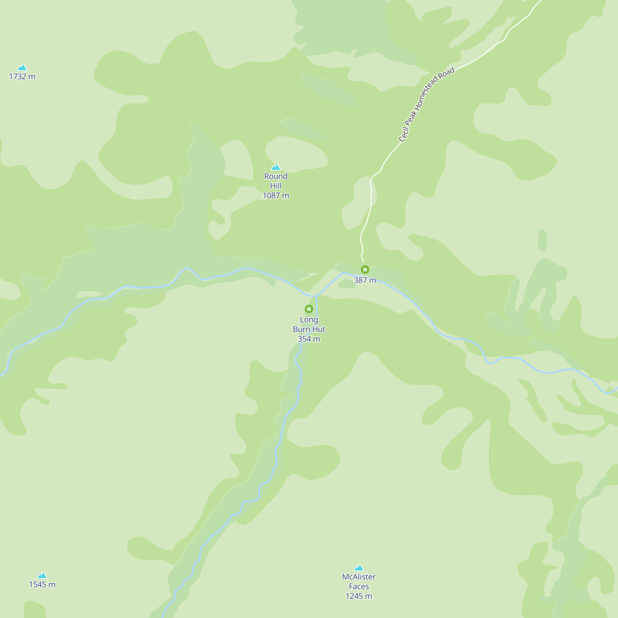 Long Burn Hut map
