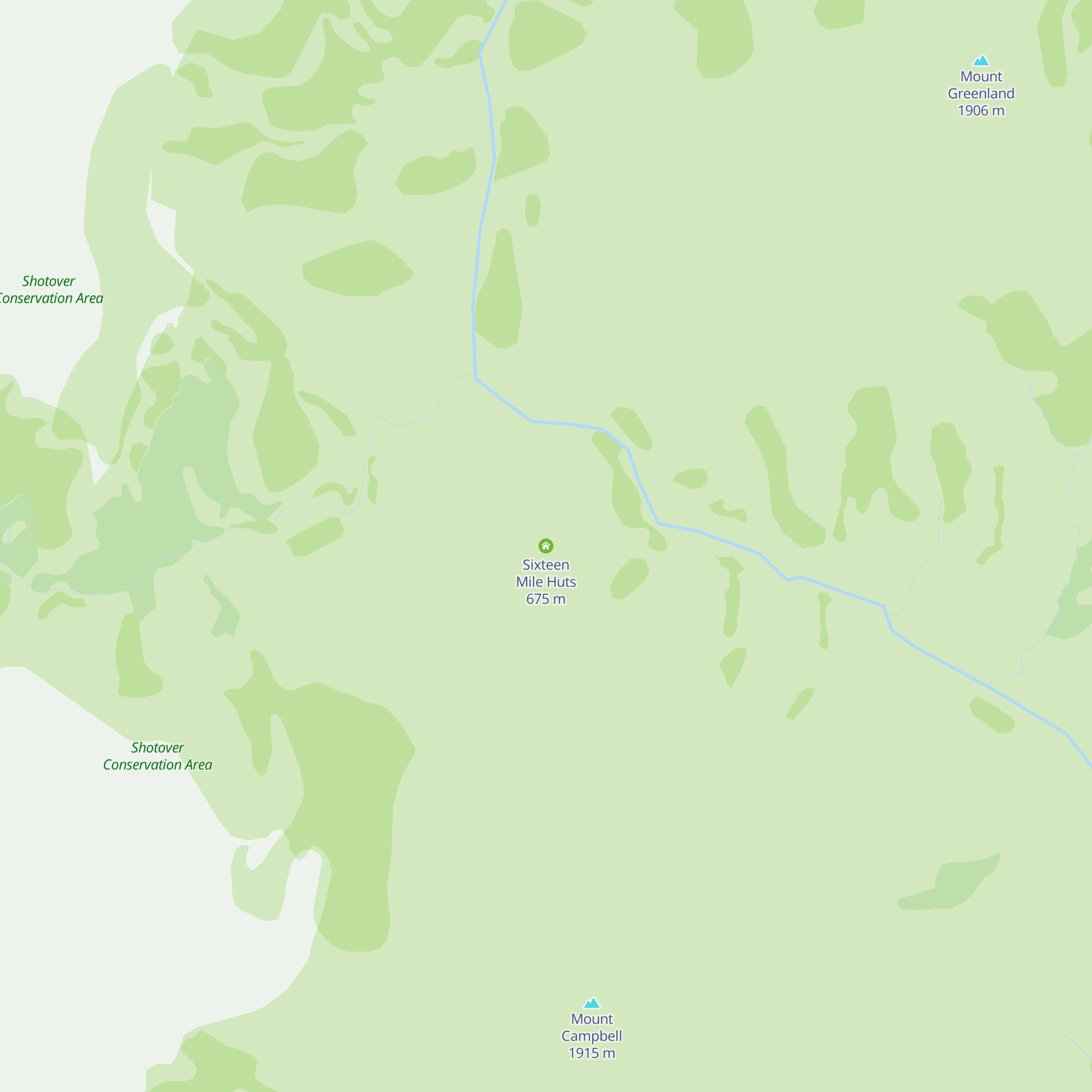 Sixteen Mile Huts map